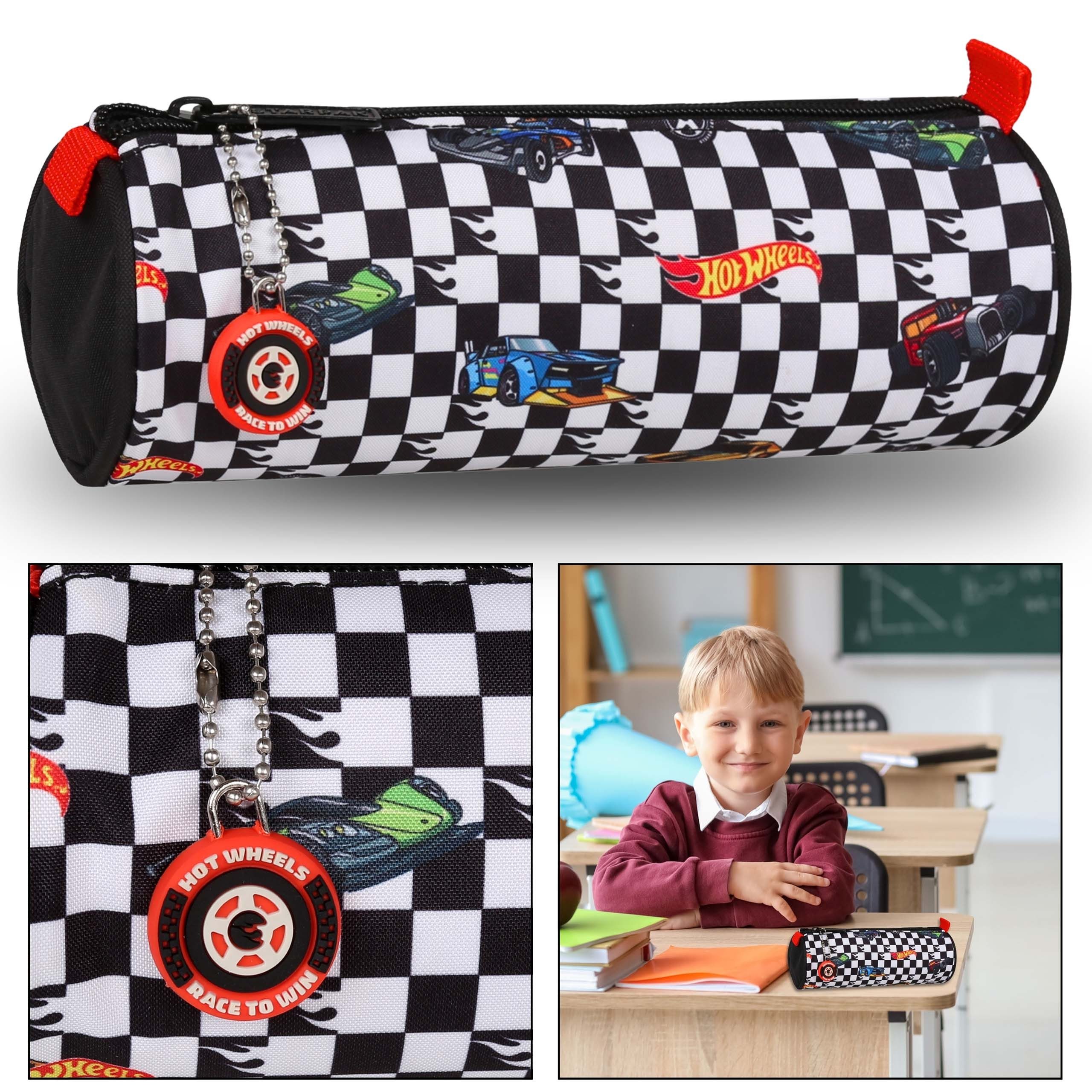 Sarcia.eu Пенали Hot Wheels Schwarz-weißes Schulmäppchen für Jungen in Autos 22x8x8cm