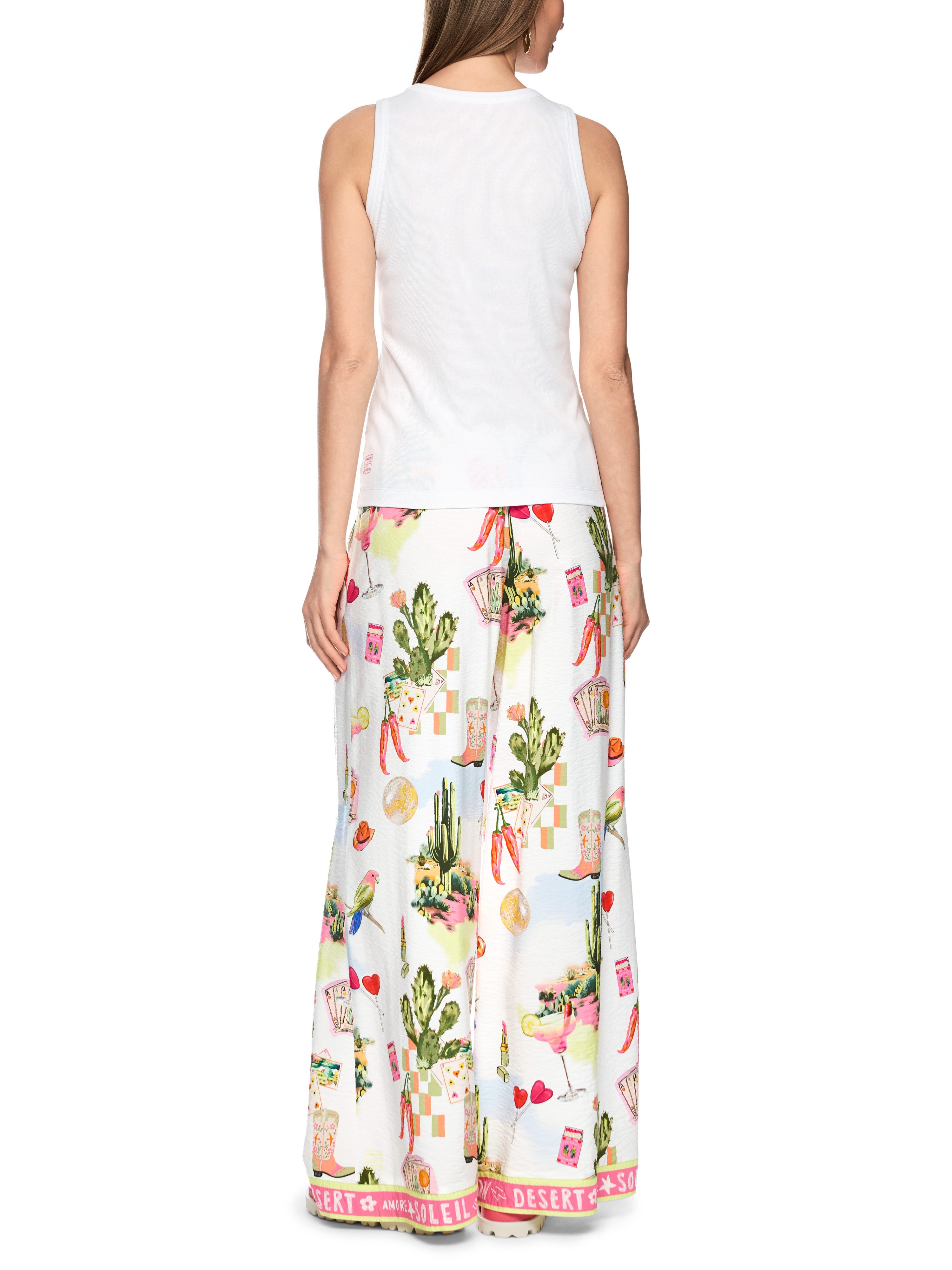 Marc Cain Ripptanktop Dessert Fiesta Premium Damenmode mit Kaktus-Print