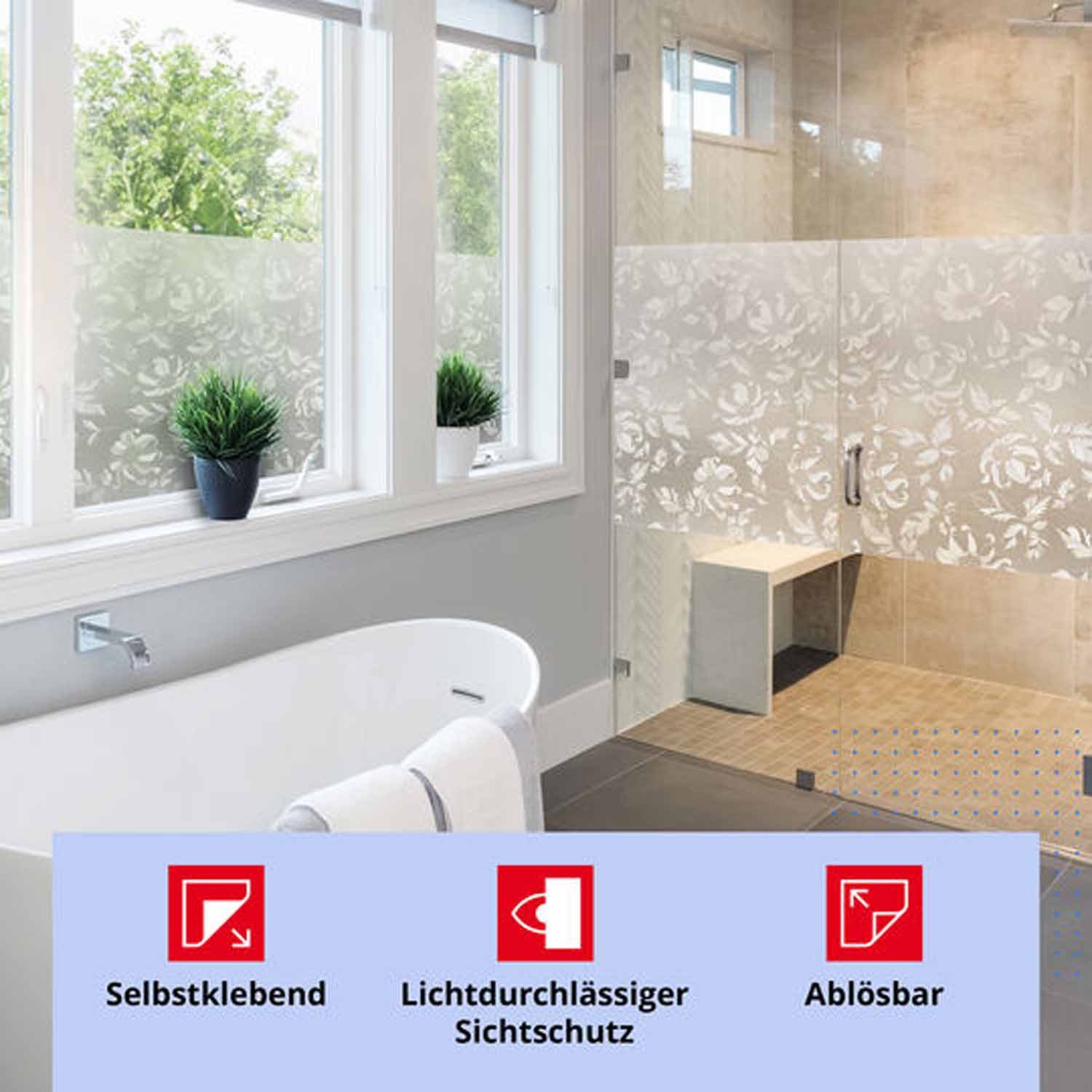 d-c-fix Fensterfolie Damast - selbstklebende Sichtschutzfolie Deko Folie für Fenster innen, Leicht geprägte Oberfläche, Selbstklebend, zuschneidbar und rückstandslos entfernbar