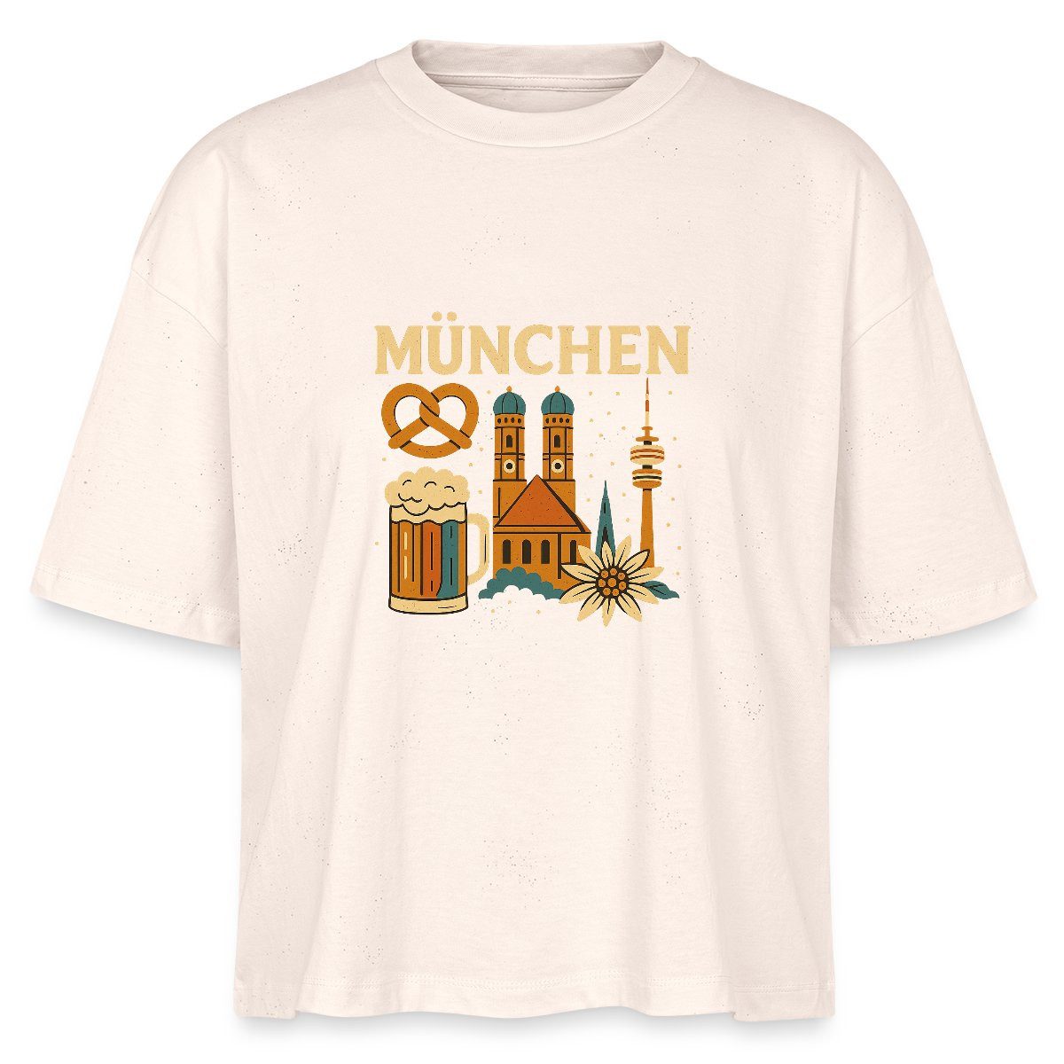T-Shirt München Bayern Edelweiss Brezn Bierkrug Boxy Shirt Damen