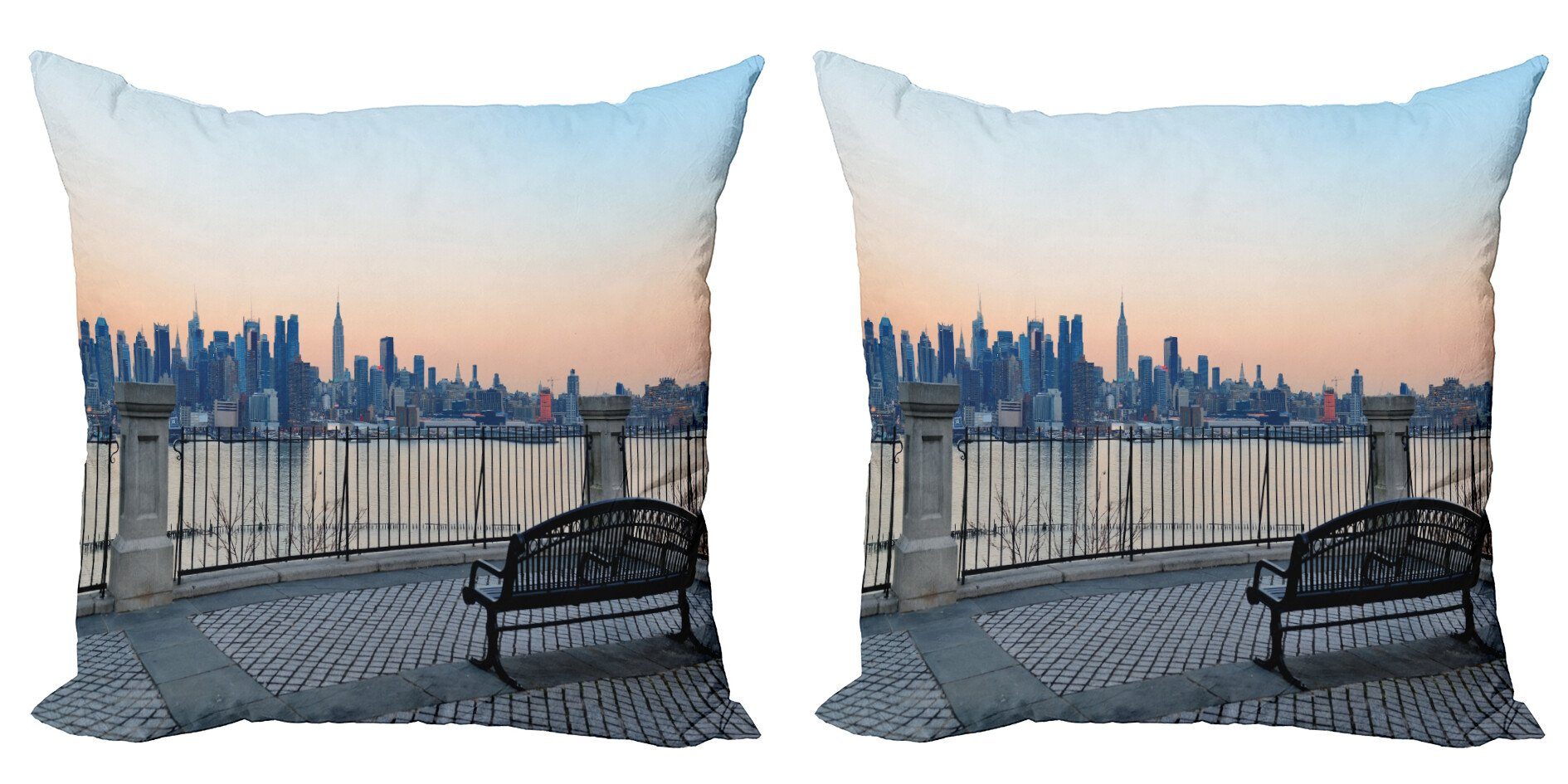 Kissenbezüge Modern Accent Doppelseitiger Digitaldruck, Abakuhaus (2 Stück), Landschaft Bank in New York City