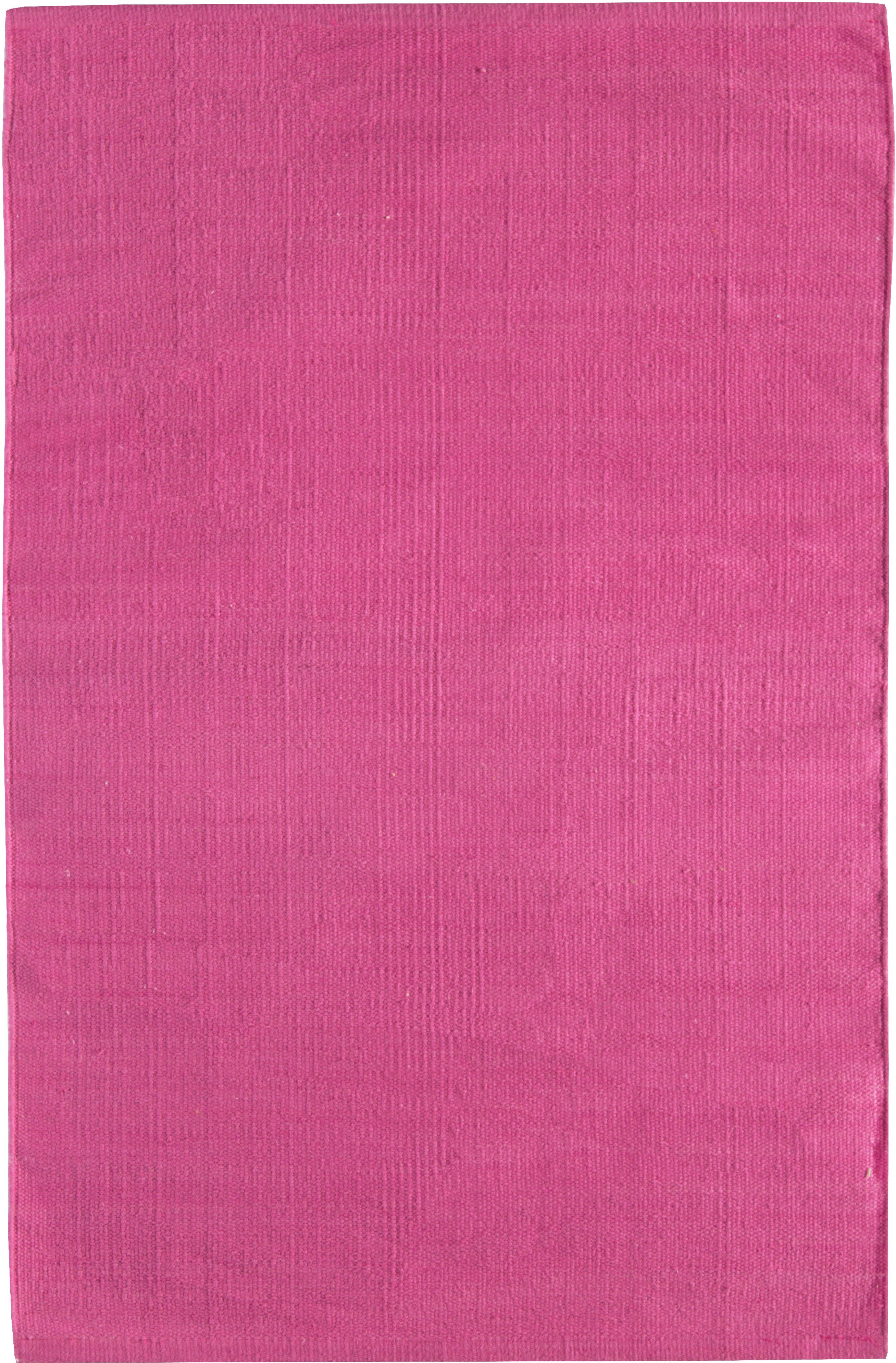 Teppich Milo, Andiamo, rechteckig, Höhe: 5 mm, Handweb Teppich, Flachgewebe, reine Baumwolle, handgewebt, waschbar pink