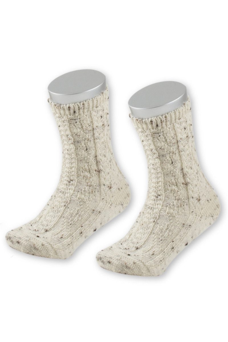 Lusana Trachtensocken Trachten Schoppersocken - L1820T - beigemeliert, naturmeliert