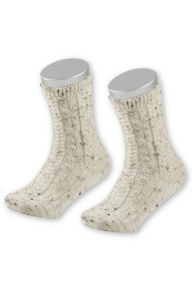Lusana Trachtensocken Trachten Schoppersocken - L1820T - beigemeliert, naturmeliert