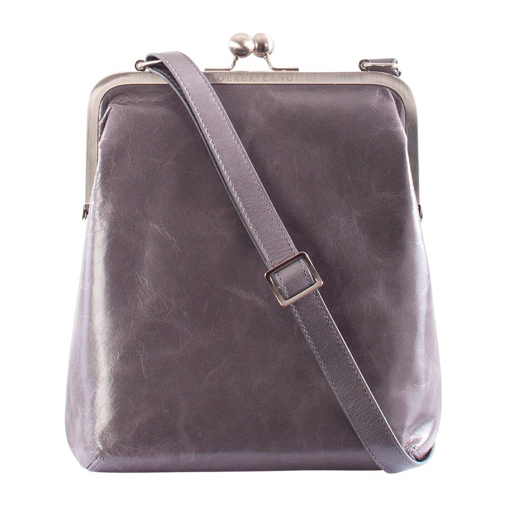 VOLKER LANG Schultertasche LOLA  Elegante Damen Bügeltasche aus italienischem Leder