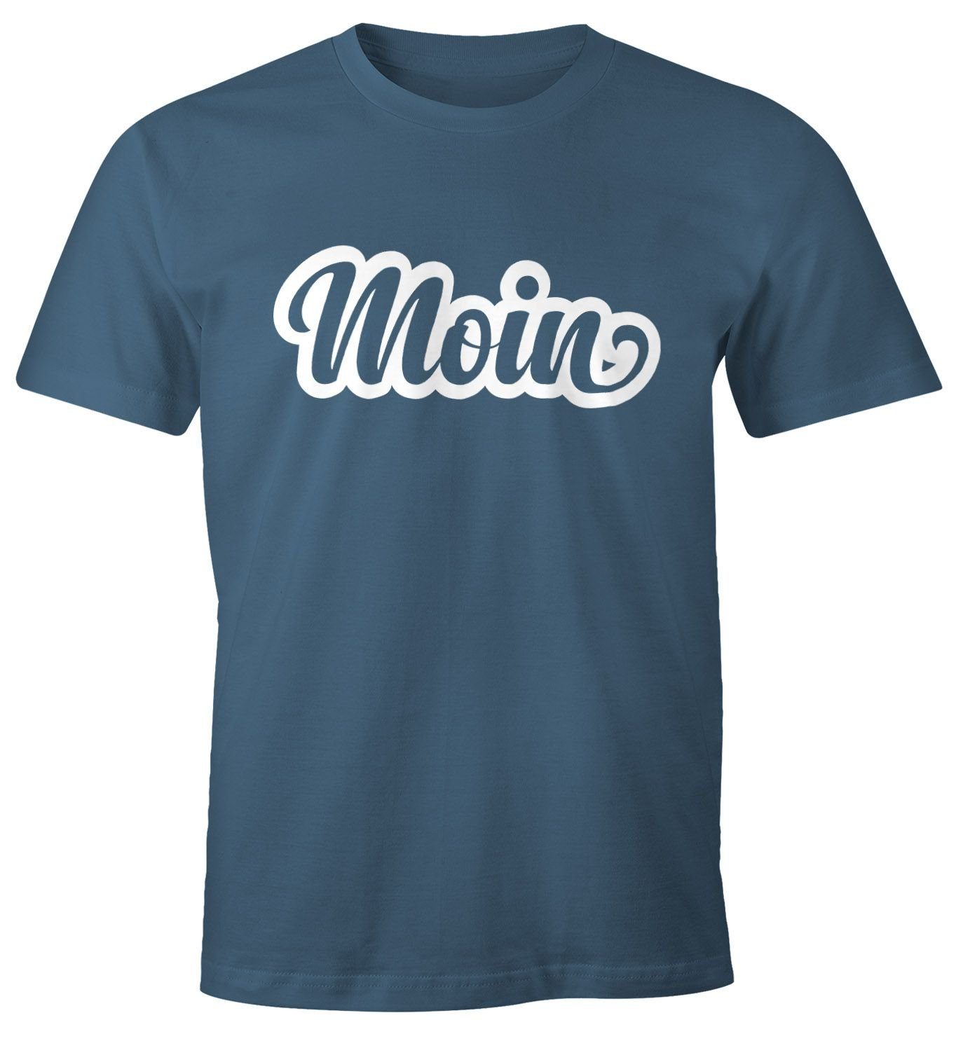 MoonWorks Print-Shirt Moin Herren T-Shirt Fun-Shirt Moonworks® mit Print blau