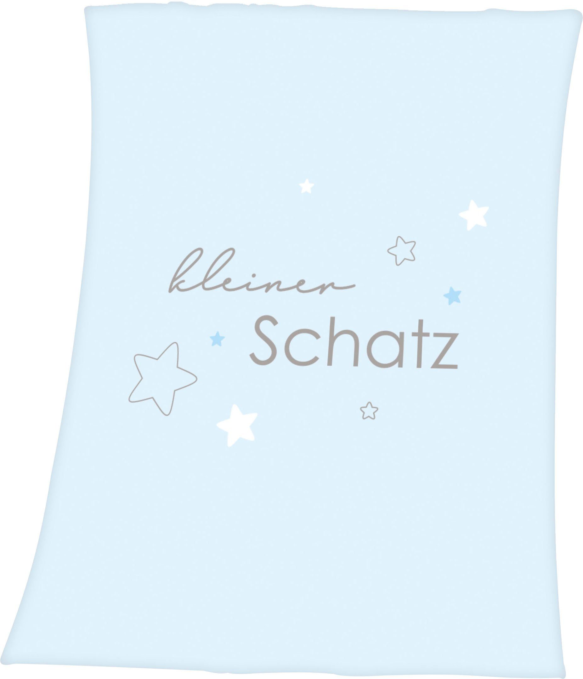 Kuscheldecke mit Schatz, Best, liebevollem Baby Kleiner blau Schriftzug, Babydecke