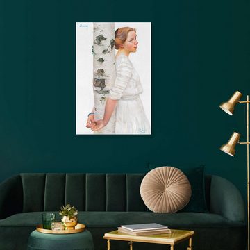 Posterlounge Acrylglasbild Carl Larsson, Lisbeth am Birkenstamm, Wohnzimmer Skandinavisch Malerei