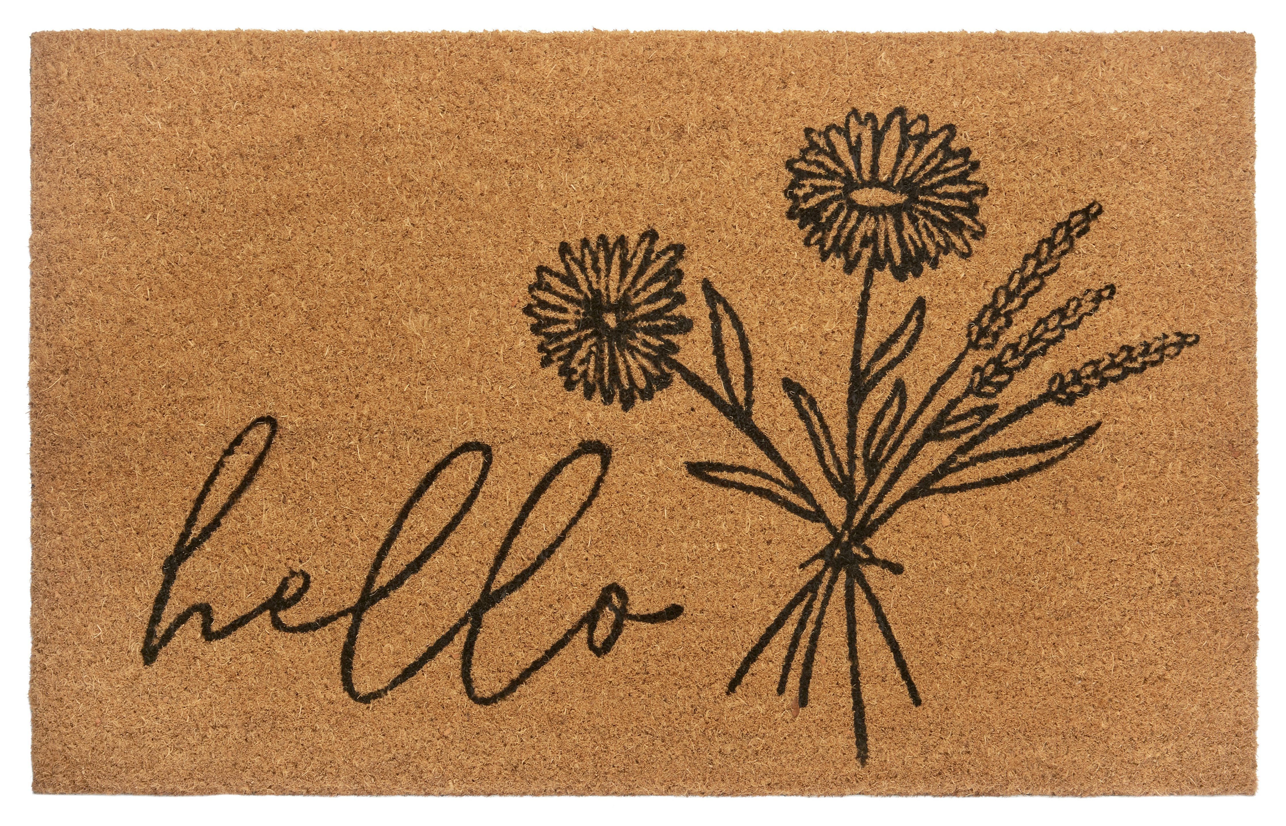 HANSE Home Fußmatte Hello & Flowers, Türmatte, rechteckig, Höhe: 15 mm, Kok günstig online kaufen