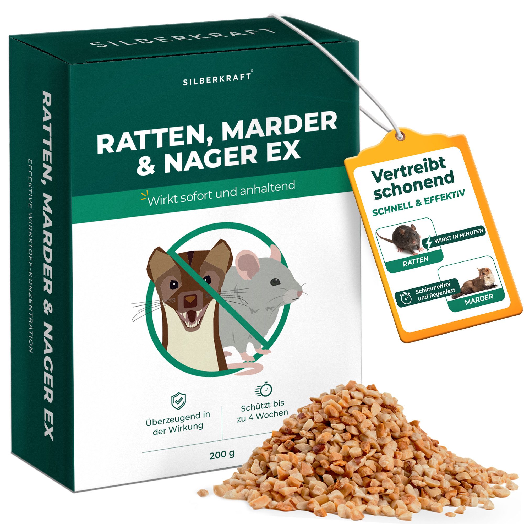 Vergrämungsmittel Silberkraft Ratten, Marder & Nager EX Granulat, Schädlinge fernhalten