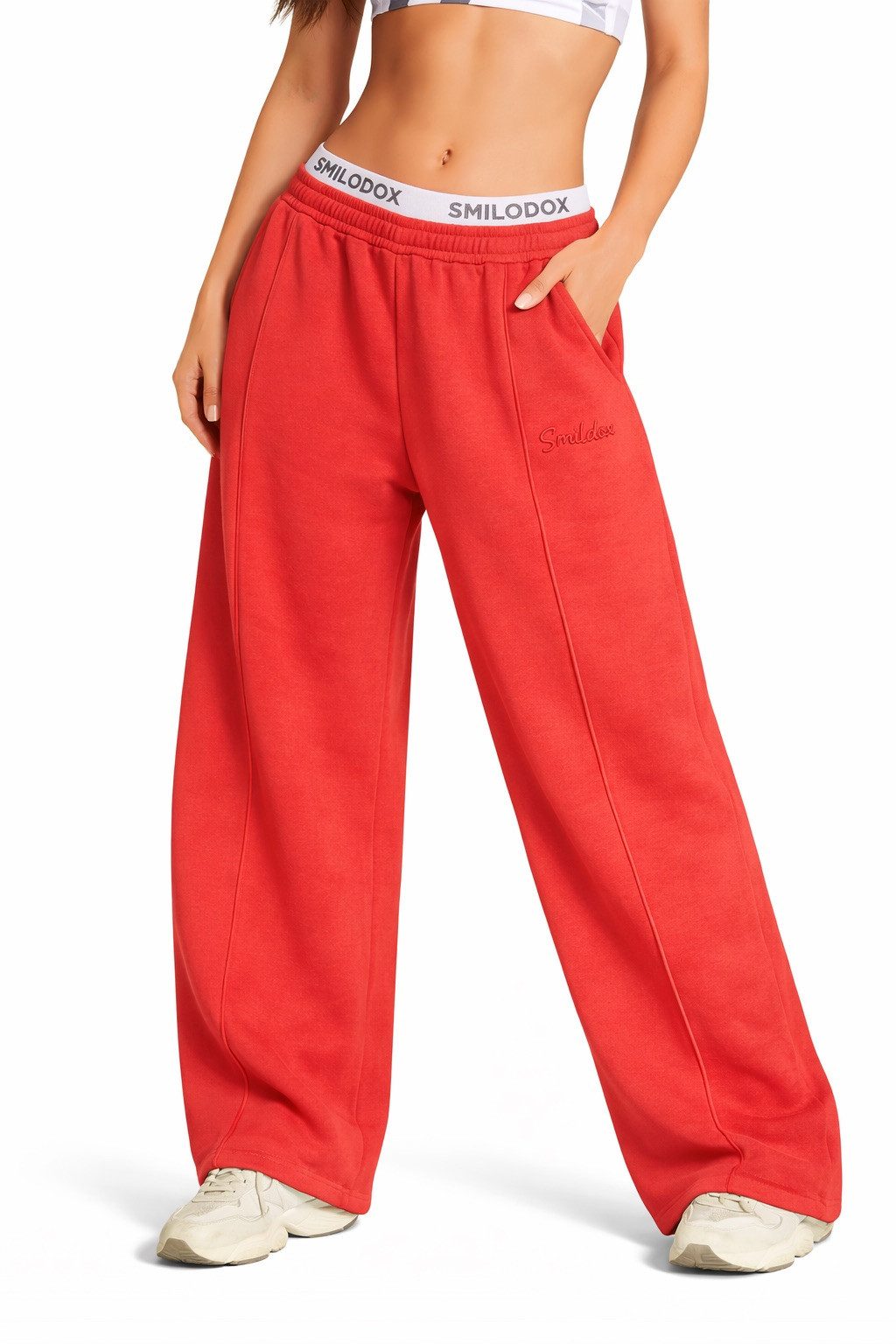 Smilodox Jogginghose Damen Siara, Bequeme Freizeithose mit Seitentaschen Trainingshose mit verstellbarem Beinabschluss