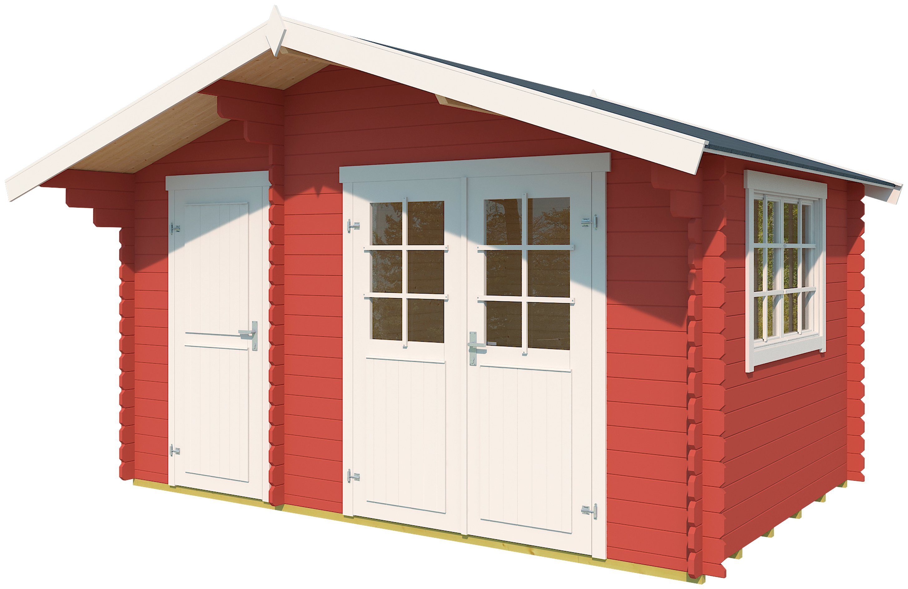 LASITA MAJA Gartenhaus Keila 28, BxT: 400x450 cm, (Set), Blochbohlenhaus 28mm 2-Raum, Fundamentmass 3800x2500, Schwedenrot