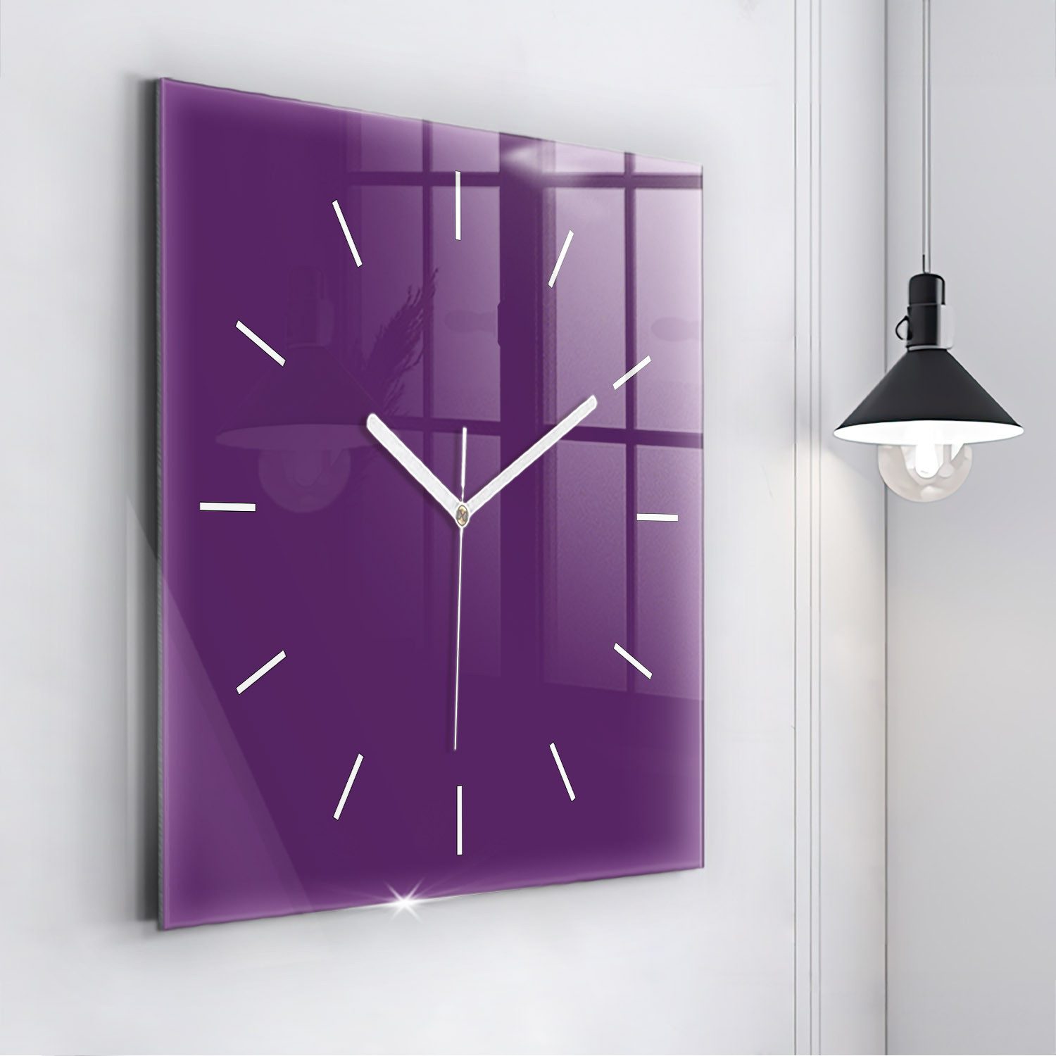 Tulup Wanduhr Wanduhr Modernistische Glaswanduhr 60x60cm Uhr aus gehärtetem Glas