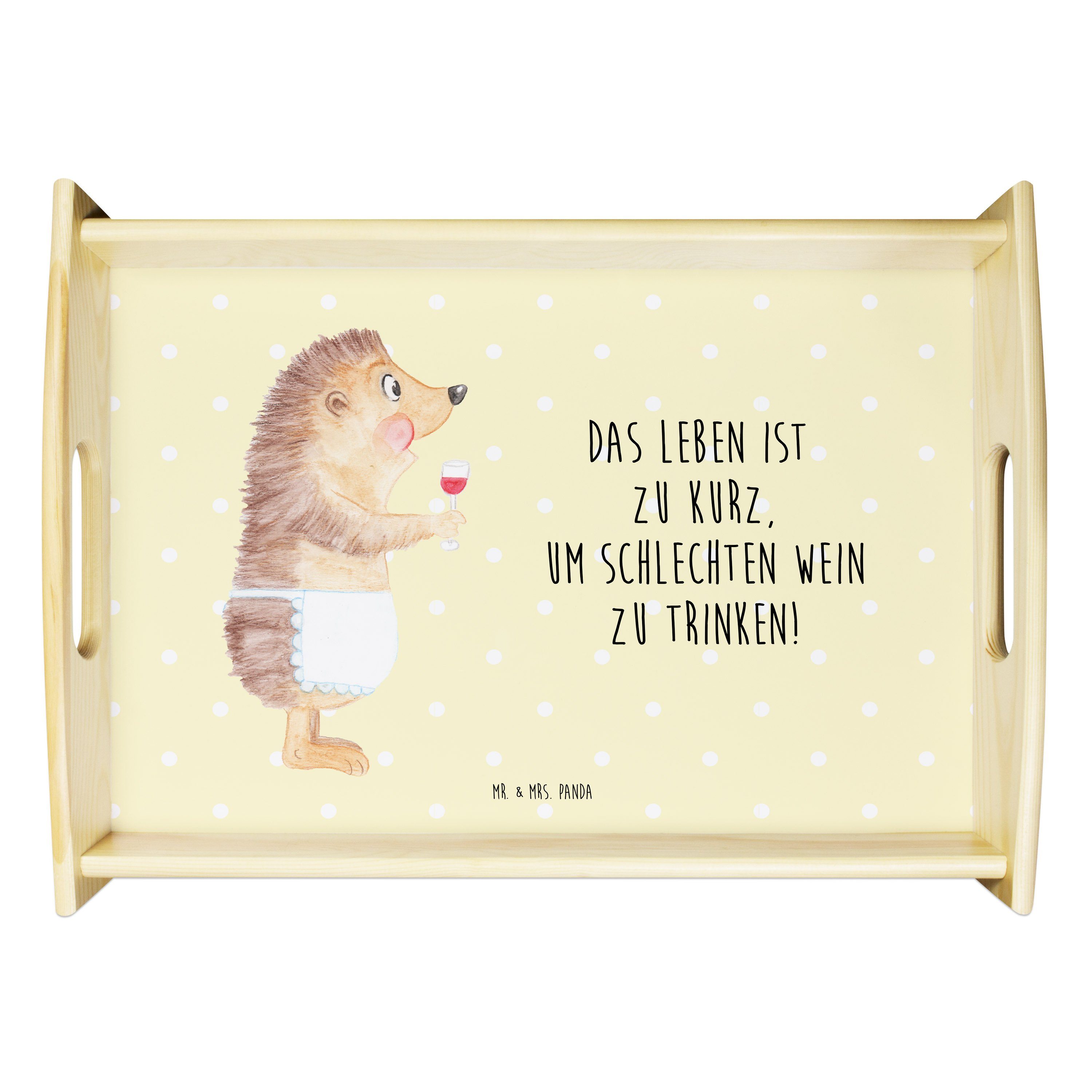 Mr. & Mrs. Panda Tablett »Igel mit Wein Gelb Pastell Geschenk