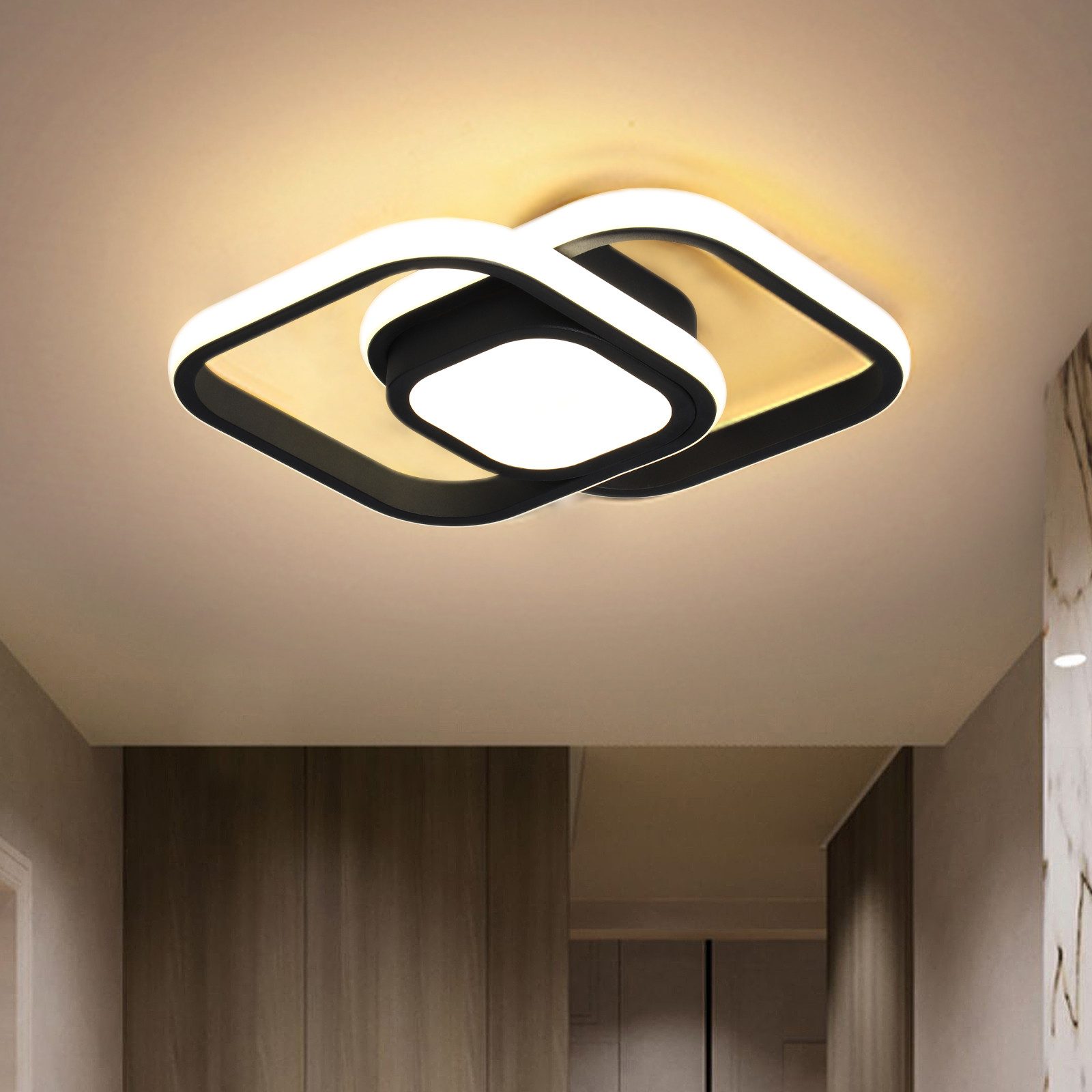 JDONG LED Deckenleuchte Schwarz 30/32cm Deckenlampe 4000K 2000LM Neutralwei günstig online kaufen