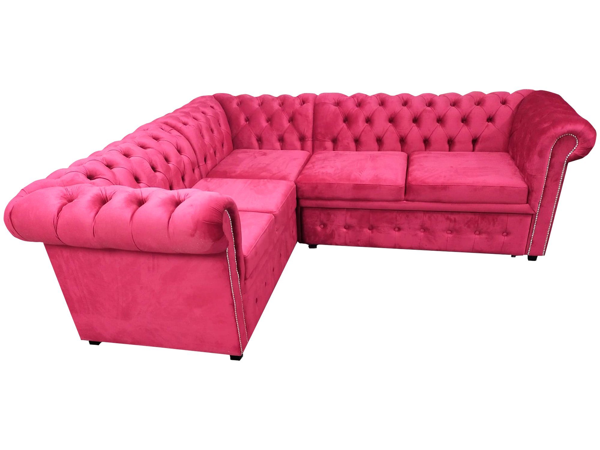 JVmoebel Ecksofa, Luxus Ecksofa L-Form Chesterfield Sofa Textil Rosa Couch Modern Sofas