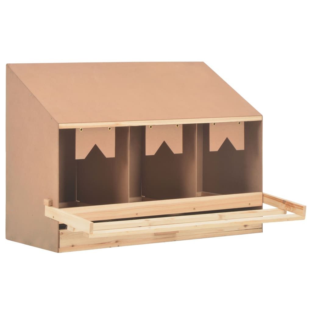 vidaXL Vogelhaus 93 x 40 x 65 cm Legenest Hühnernest 3 Fächer 93x40x65 cm Massivholz Ki