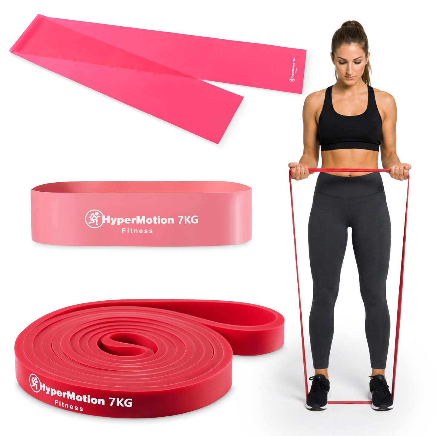 HyperMotion Trainingsbänder HyperMotion Widerstandsbänder Set, 3 Fitnessbänder bis 7 kg, Rosa