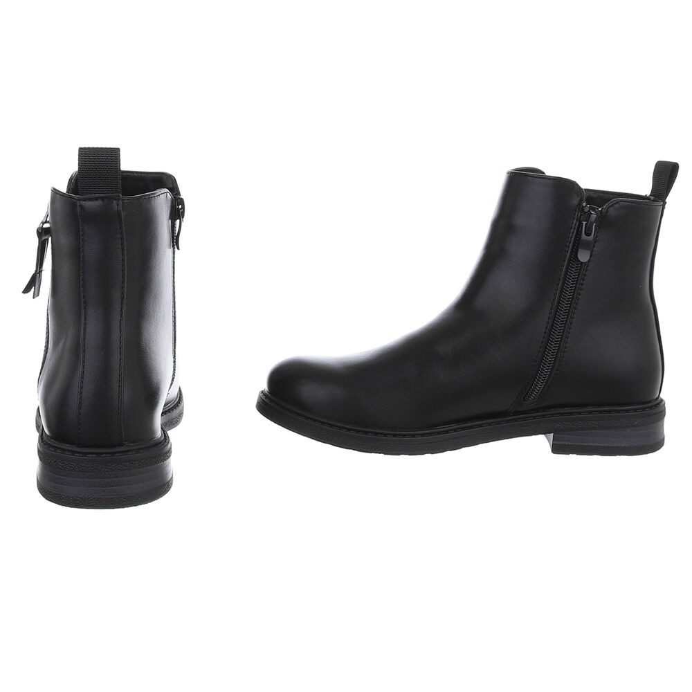Ital-Design Eleganter Chelsea-Boot mit Reißverschluss für Damen Stiefelette (90648942) Blockabsatz Flache Stiefeletten in Schwarz