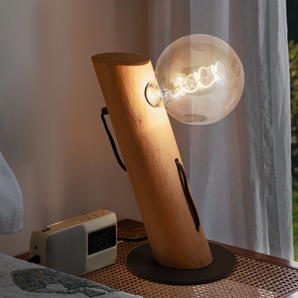 etc-shop Wohnzimmer Schreibtischlampe, Leuchtmittel nicht Tischlampe Holzleuchte Nachttischleuchten inklusive,