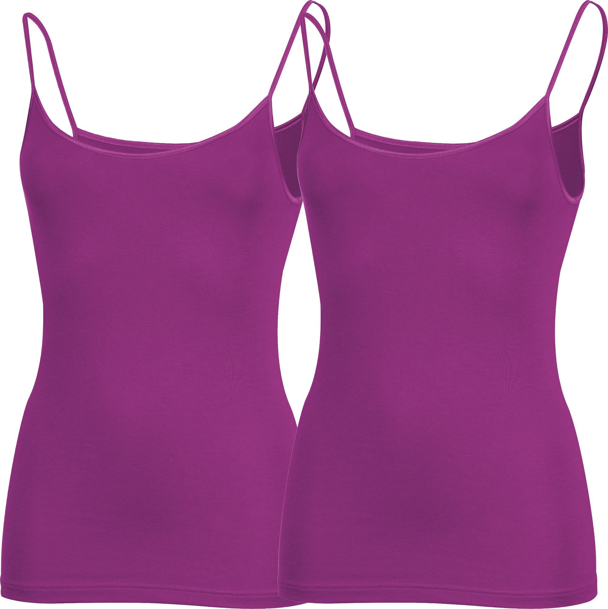 Erwin Müller Unterhemd Damen-Unterhemd mit Spaghettiträgern 2er-Pack Modal Uni