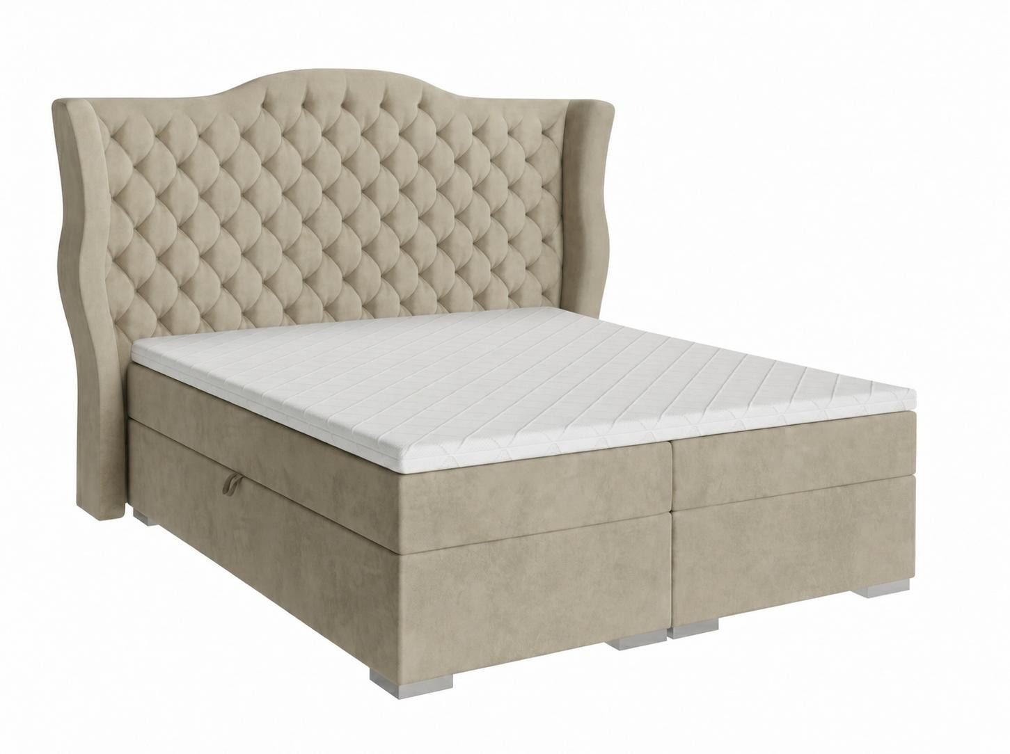 JVmoebel Boxspringbett Beige Boxspringbett 140 x 200 cm - Modernes Schlafzimmermöbel, Made in Europa
