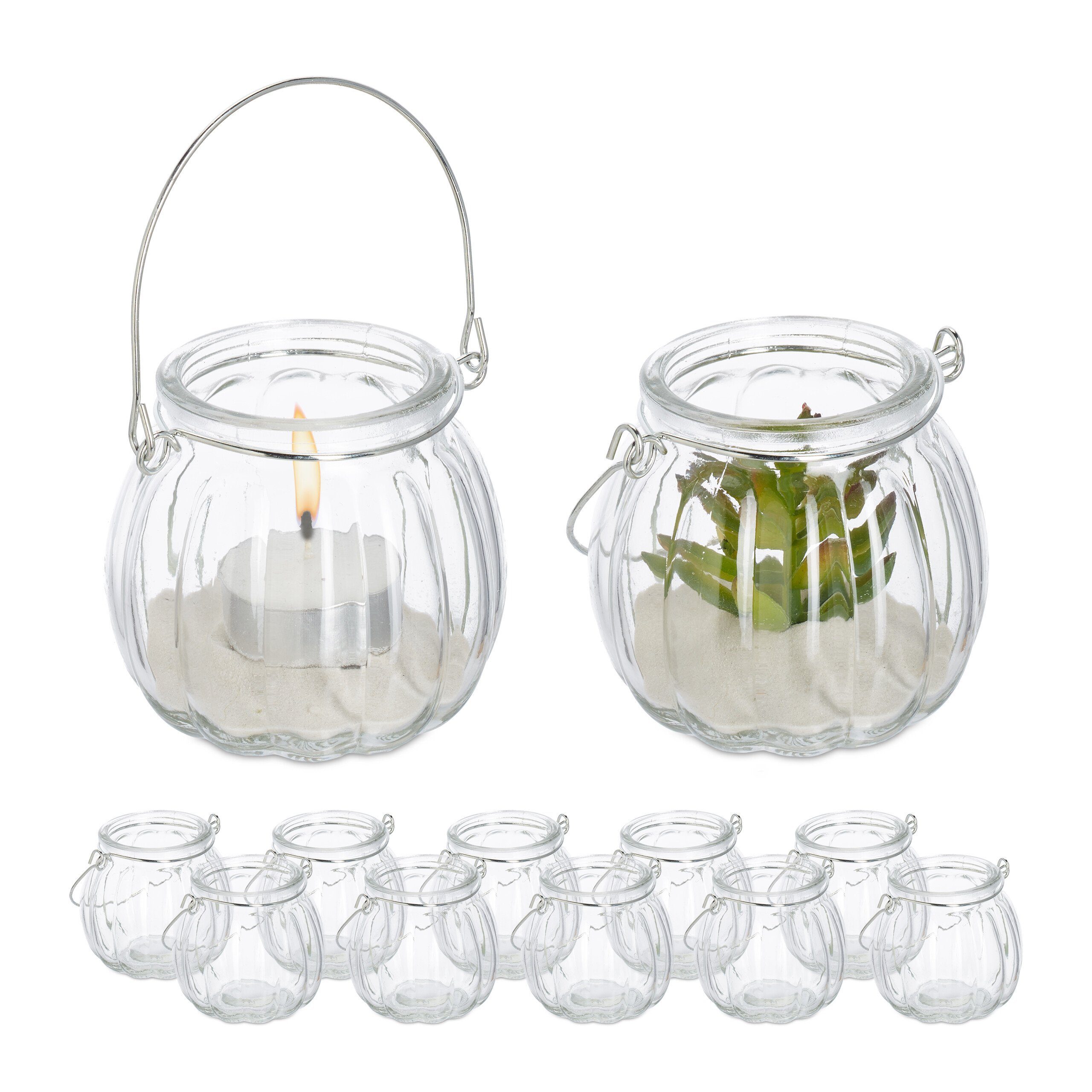 relaxdays Windlicht Windlicht Glas 12er Set