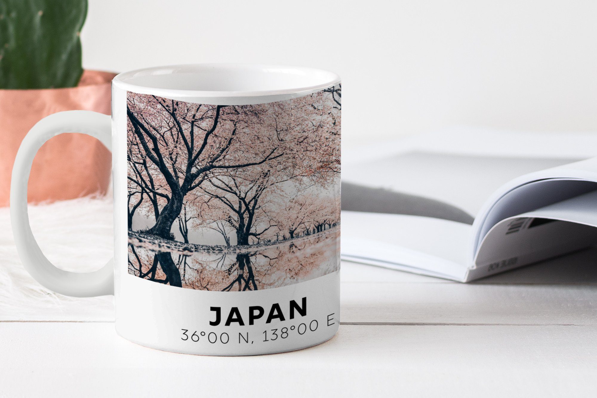 Teetasse, Kaffeetassen, Keramik, Frühling Becher, Tasse - Geschenk - - MuchoWow Teetasse, Japan Rosa, Sakura