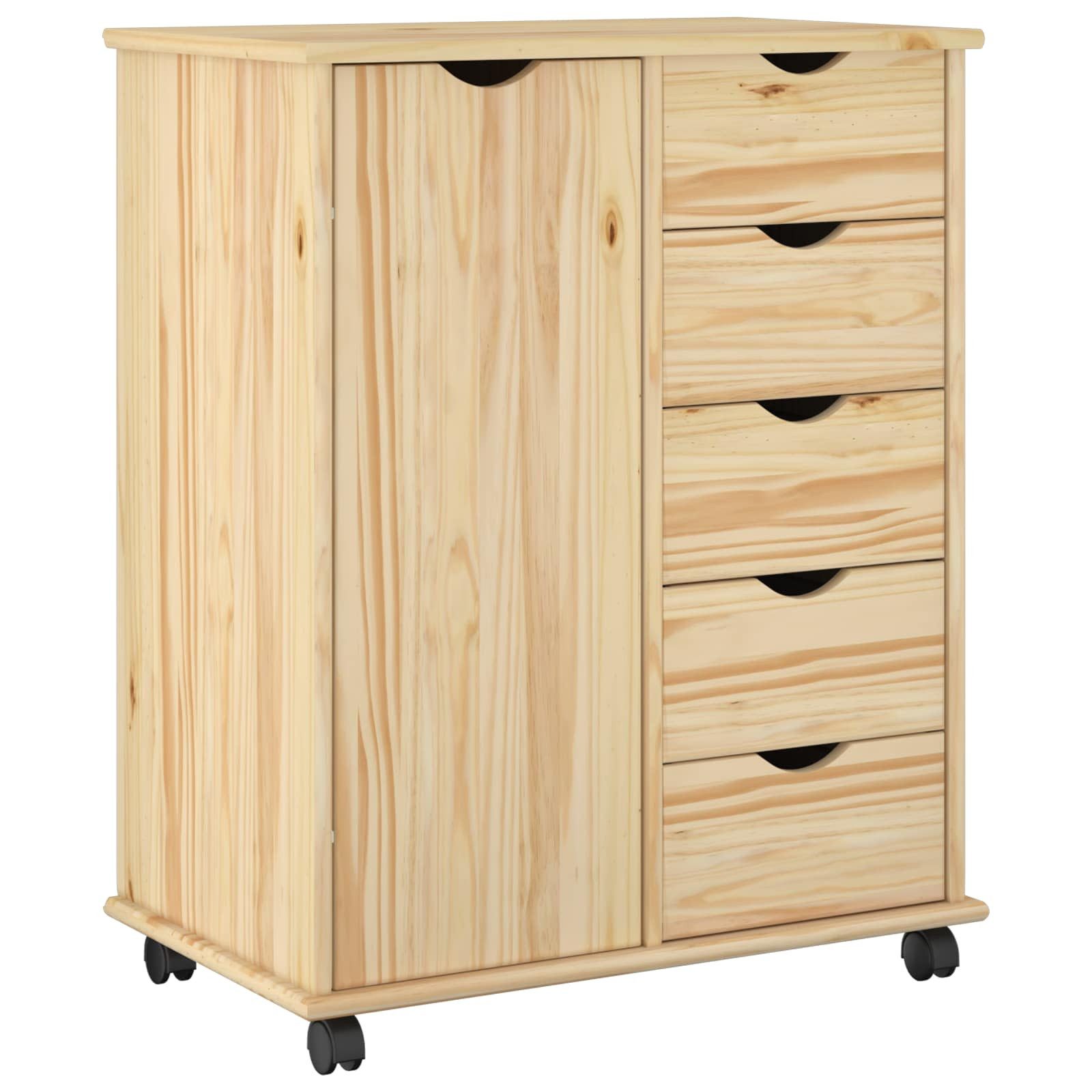 vidaXL Schranksystem Rollschrank 63,5 x 39 x 79 cm Massivholz Kiefer Braun (1-St)