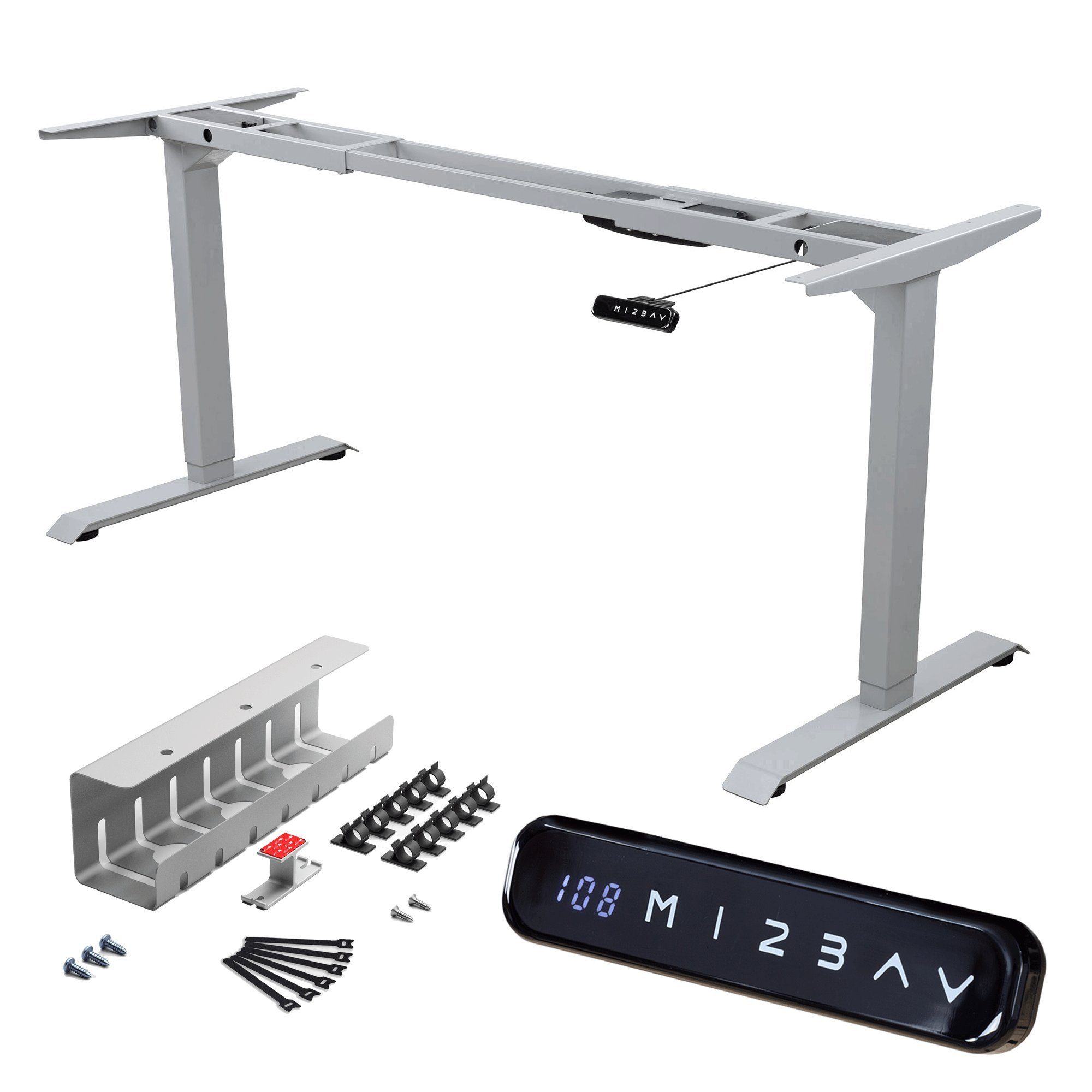 Albatros International Schreibtisch Albatros elektrisch höhenverstellbares Tischgestell mit Kabelkanal S5S (Silber mit Kabelkanal), mit Memory-Funktion, Kollisionsschutz, Soft-Start/Stop
