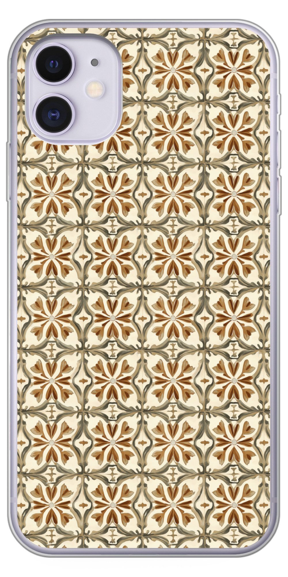 MuchoWow Handyhülle für Apple iPhone 11 Ornamentale Fliesen - Muster - Braun, Smartphone-Bumper, Print, Handy Schutzhülle Dünn