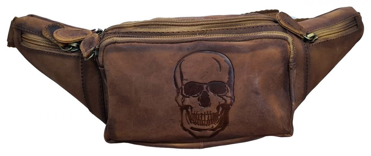 Gürteltasche Echt Leder Gürteltasche Bauchtasche Skull Totenkopf Solo