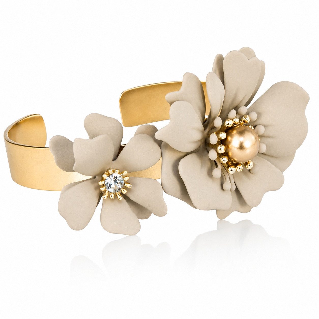 LUISIA® Armreif Armspange "Nelia" mit Blumen (inkl. Schmuckbox), 16 Karat vergoldet