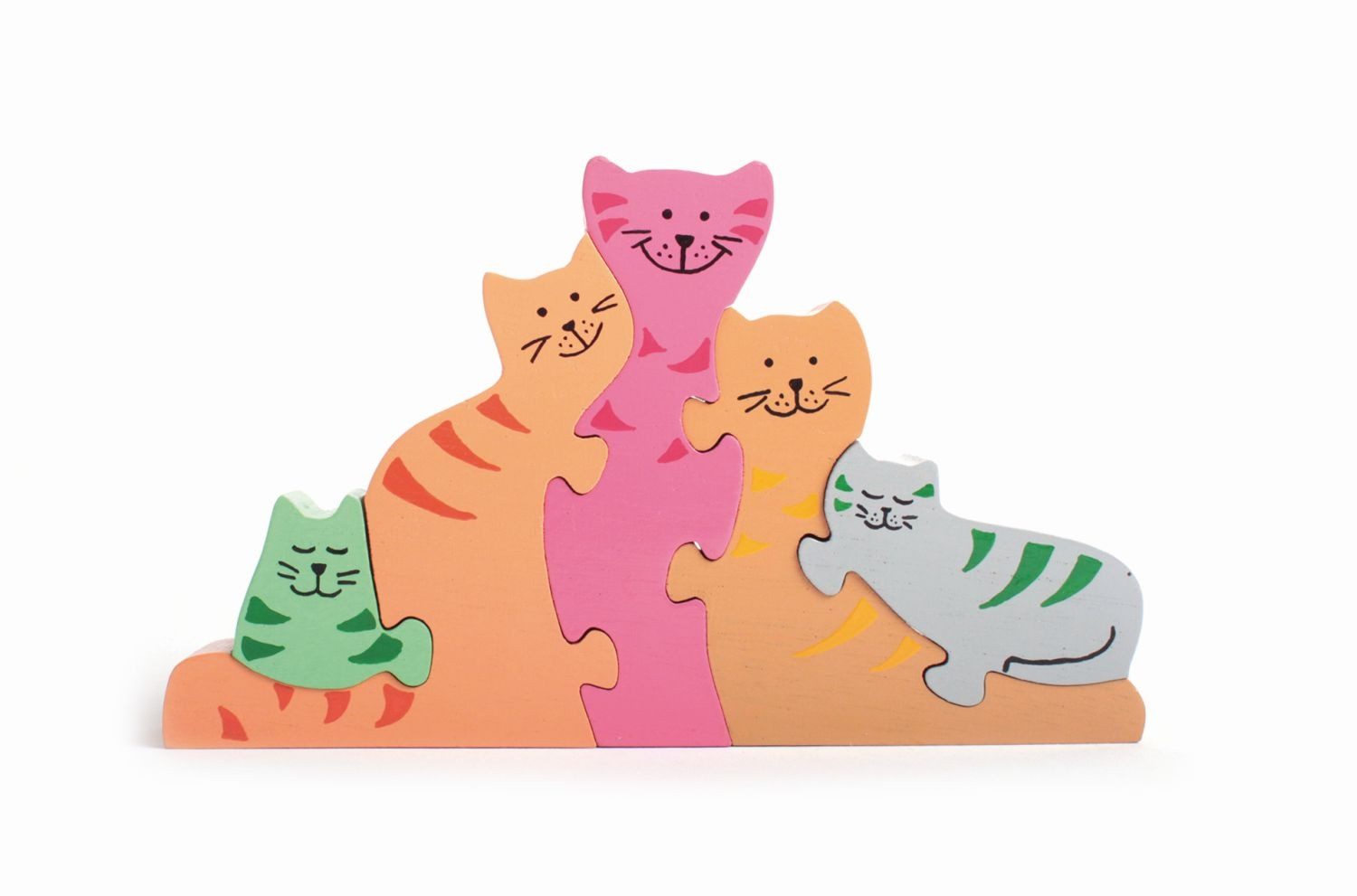 El Puente Puzzle Puzzle "Katzenfamilie", Handmade, Puzzleteile, Handmade
