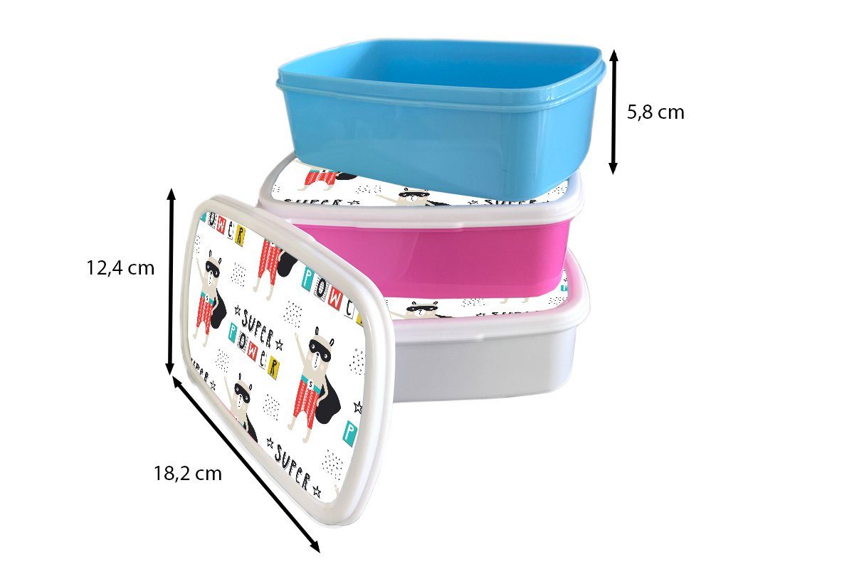 MuchoWow Lunchbox Jungen - Muster Kinder (2-tlg), Jungs Brotdose, für für Erwachsene, Brotbox und und weiß Superheld, Kunststoff, Mädchen 