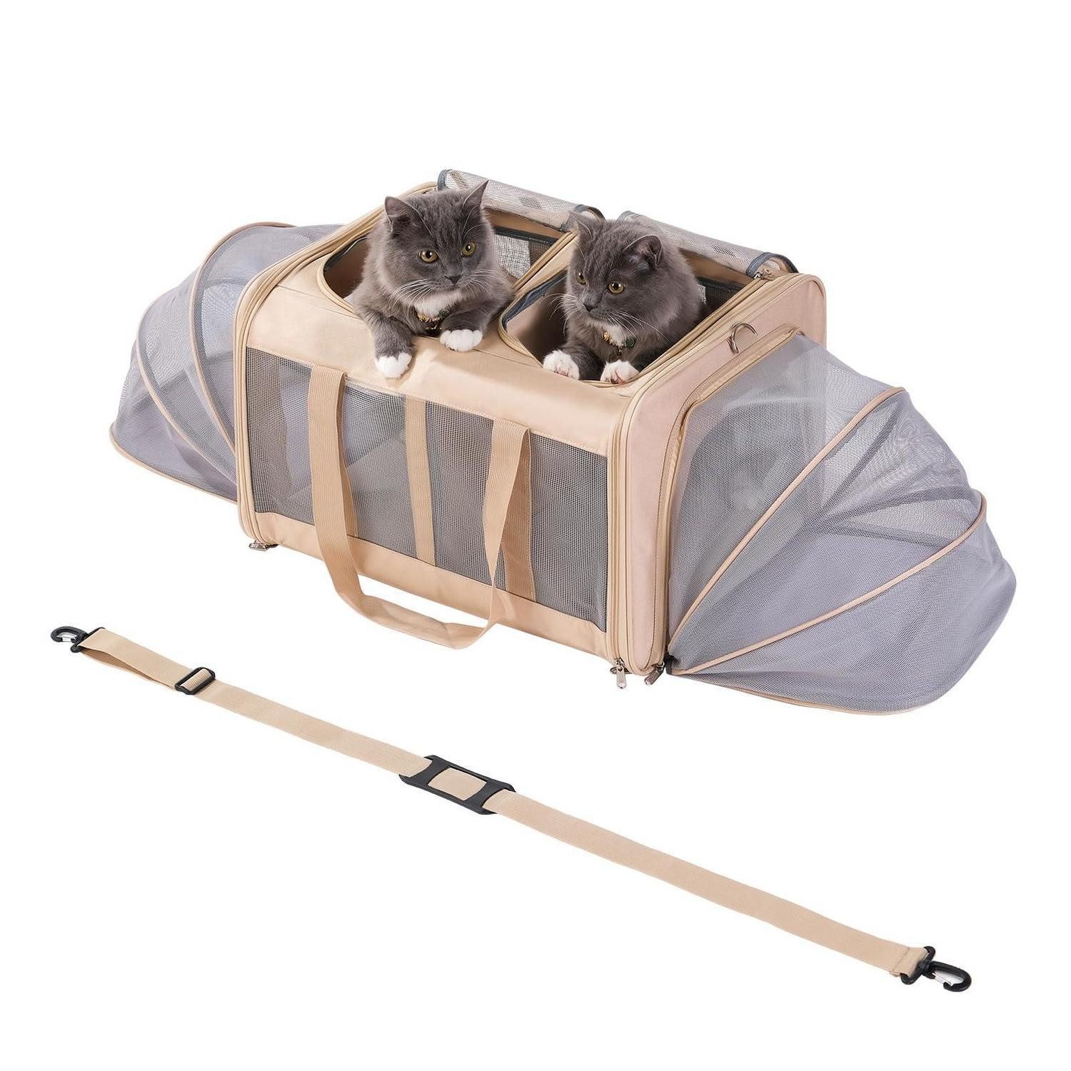 LuxusKollektion Tiertransportbox Katzentransportbox XXL Beige 53x43x33cm