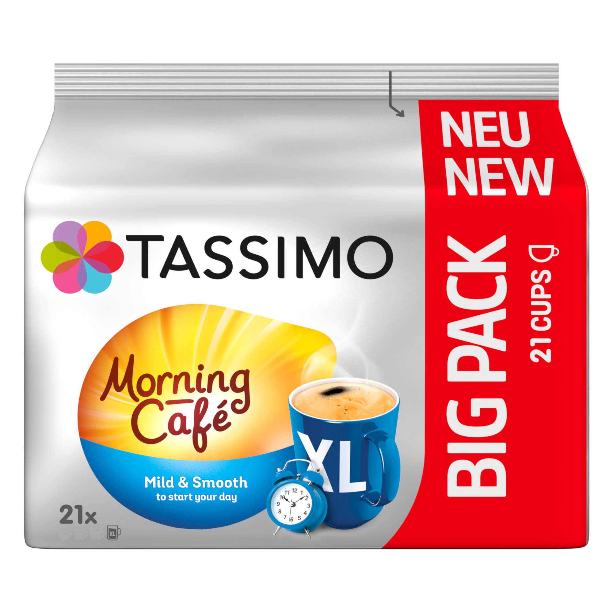 TASSIMO Kaffee Kapseln Morning Café XL Mild&Smooth T Discs 5x21 Getränke, (Packung, 5er Pack)