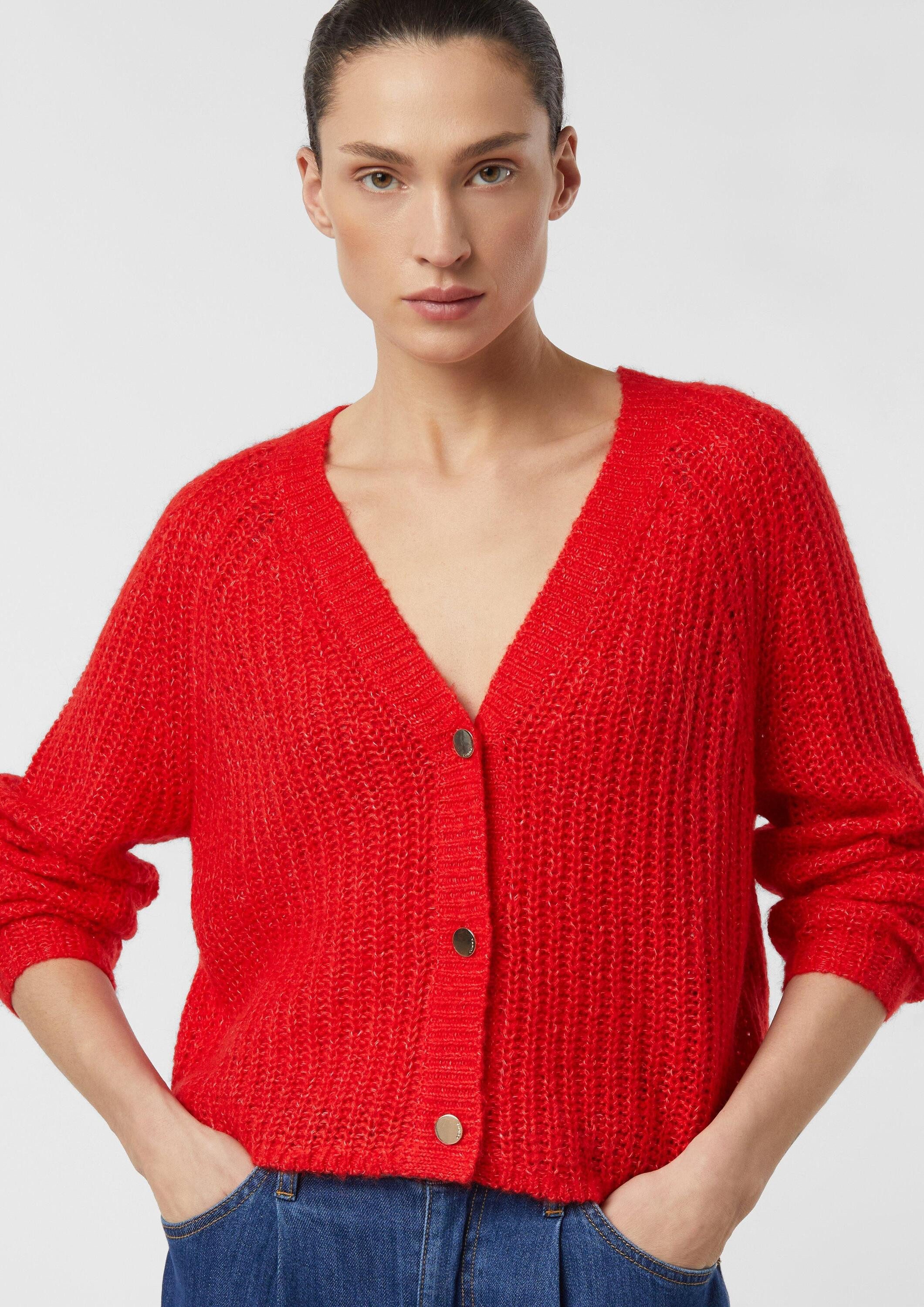 comma Cardigan Strickjacke Lockerer Cardigan aus Alpakamix günstig online kaufen