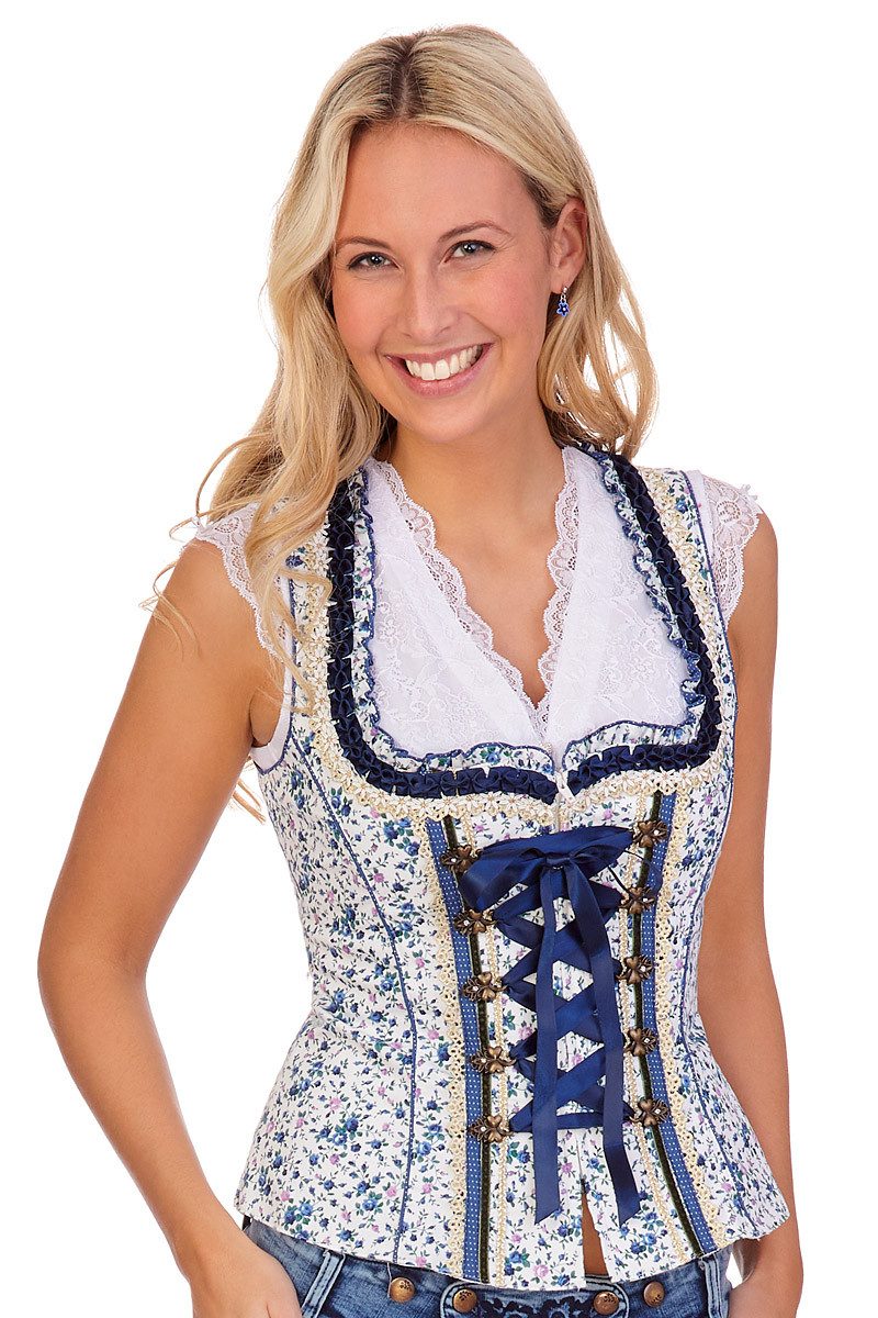 Trachtenbluse Trachtenmieder - LYDIA - blau