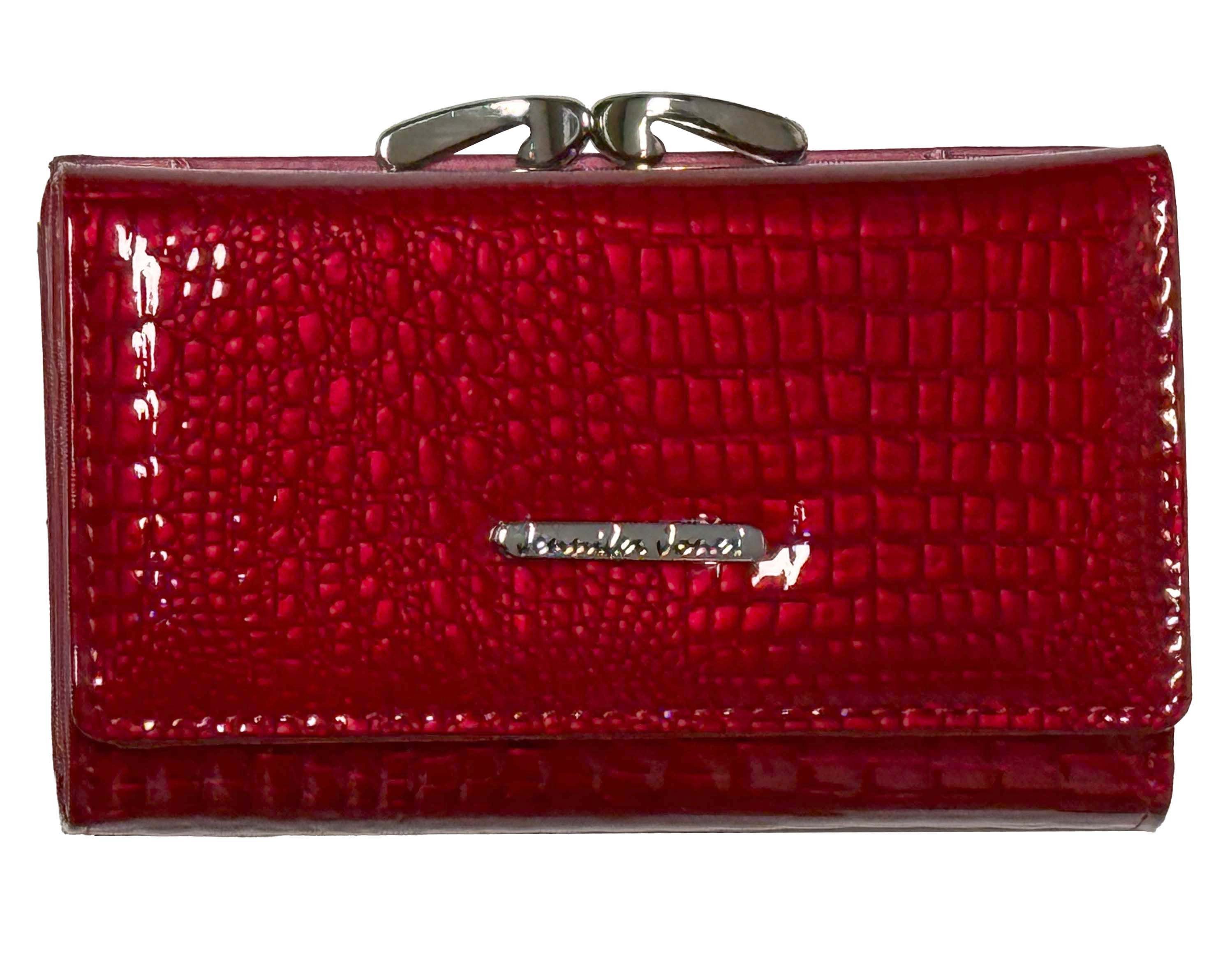 Jennifer Jones Geldbörse Damen-Geldbörse-RFID-Medium-Kroko-Design Bügel-Kleingeldfach RED (1-tlg), RFID