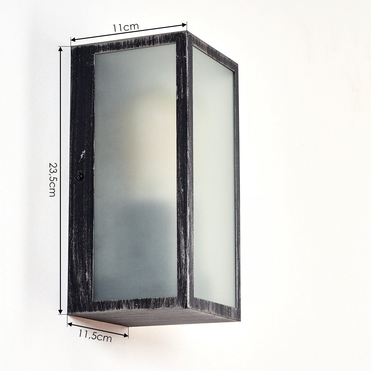 schwarz/silber Außen-Wandleuchte Außenwandlampe mit Leuchtmittel, und 1xE27 Glas, Lichteffekt, Metall hofstein Außenlampe ohne klaren aus in »Bruno«