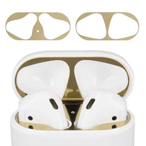 kwmobile Ersatzschutzkappen Staubschutz Sticker für Apple Airpods 1 & 2, 1-St., 18K Vergoldung - Schutz vor Metallstaub
