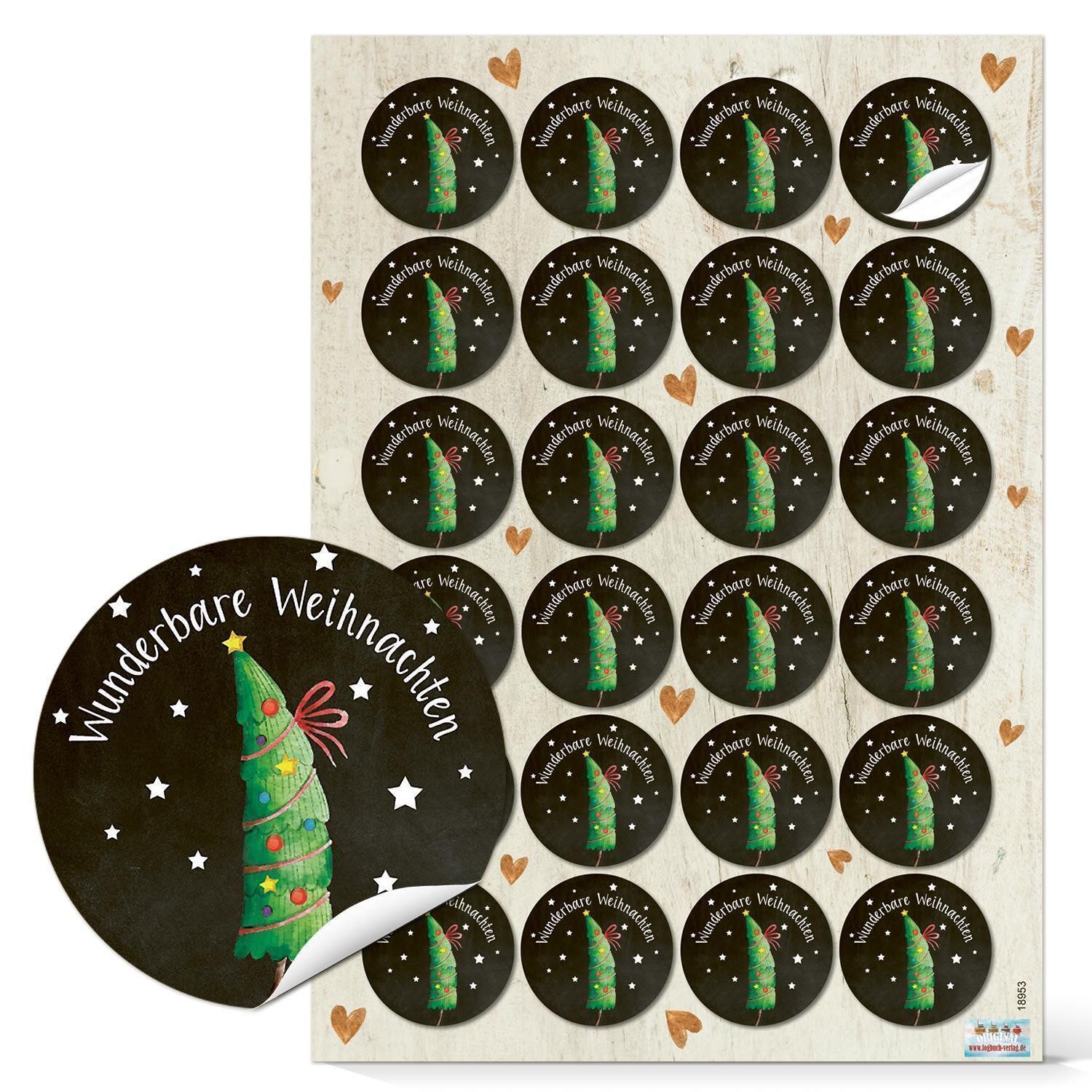 Logbuch-Verlag Aufkleber 24 Aufkleber WUNDERBARE WEIHNACHTEN Text Sticker Weihnachtsaufkleber 4