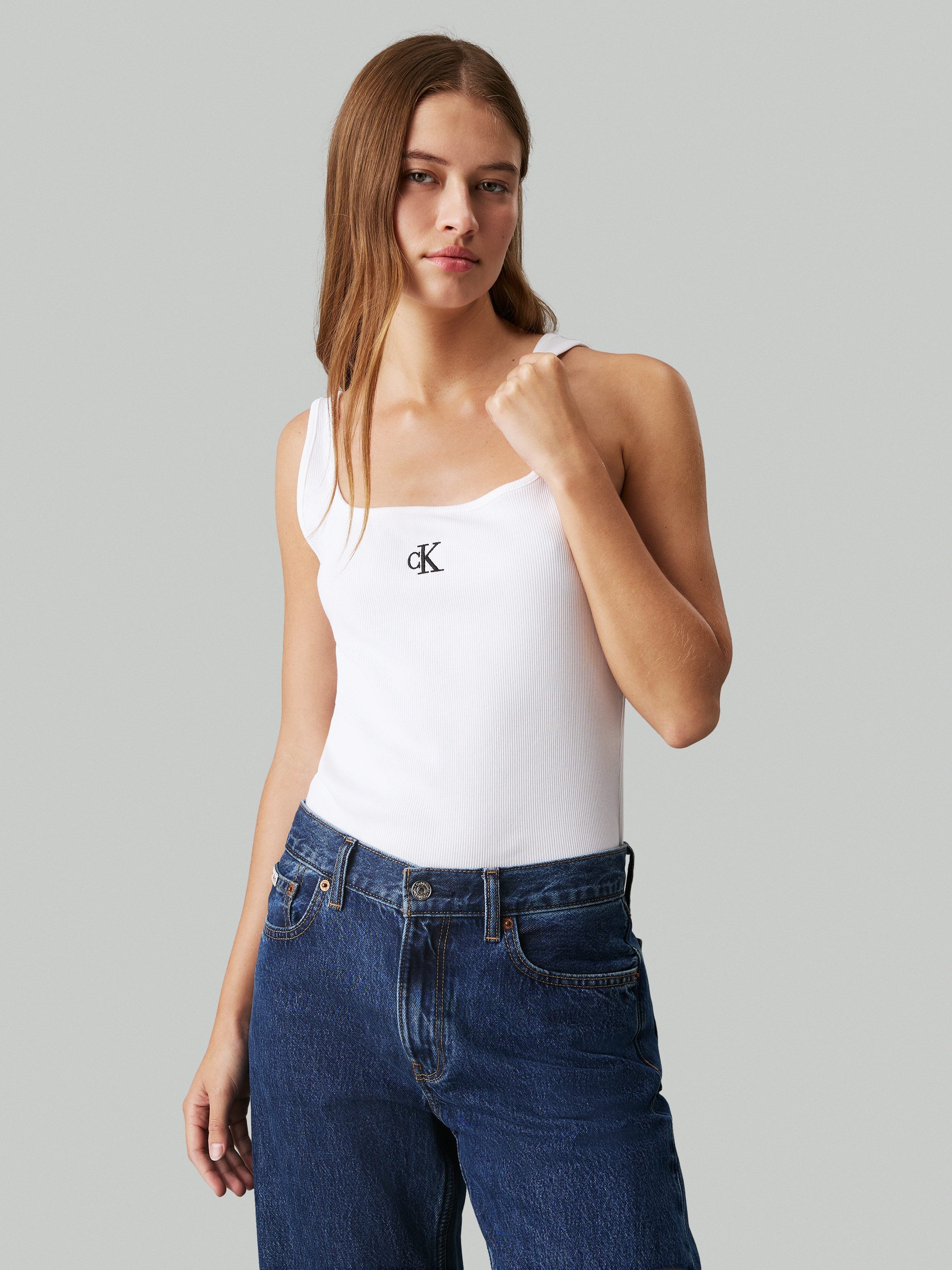 Calvin Klein Jeans Tanktop CK RIB TANK TOP mit eckigem Ausschnitt