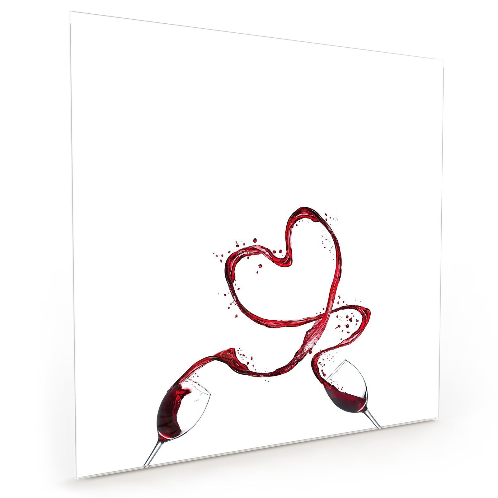 Primedeco Küchenrückwand Spritzschutz Glas Herz aus Rotwein