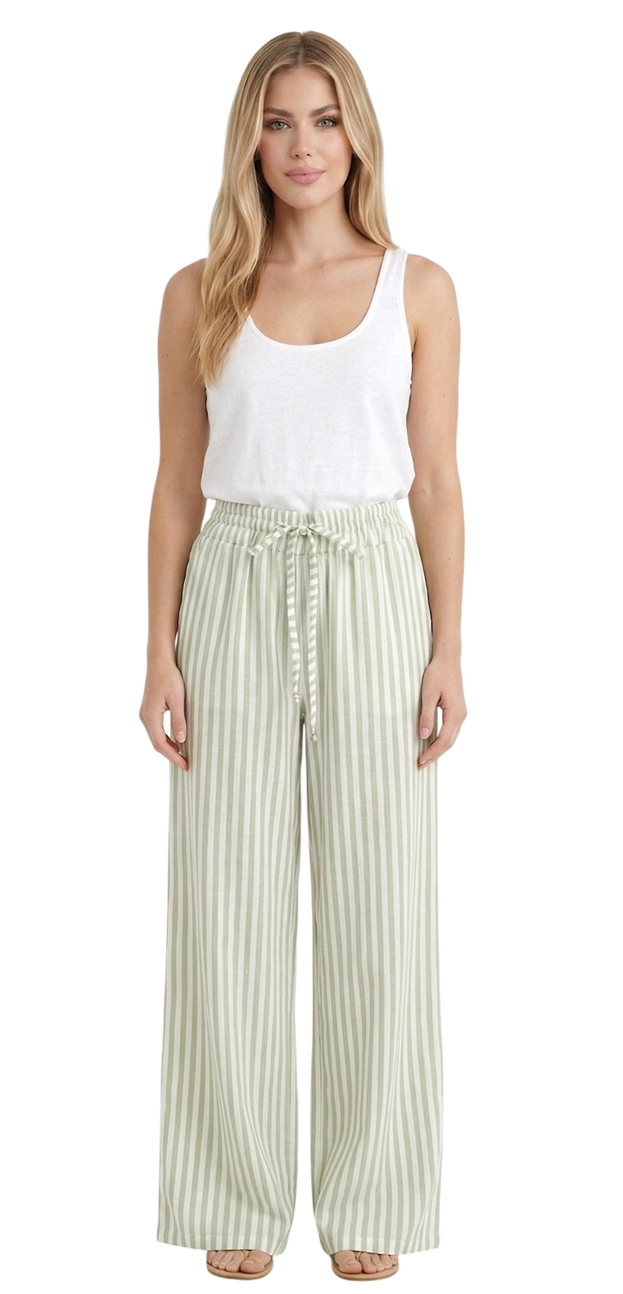 Worldclassca Stoffhose Worldclassca Stoffhose mit Streifen Gestreift Freizeit Sommerhose Neue Kollektion - Stilvolle und gemütliche Sommer Mode für Damen