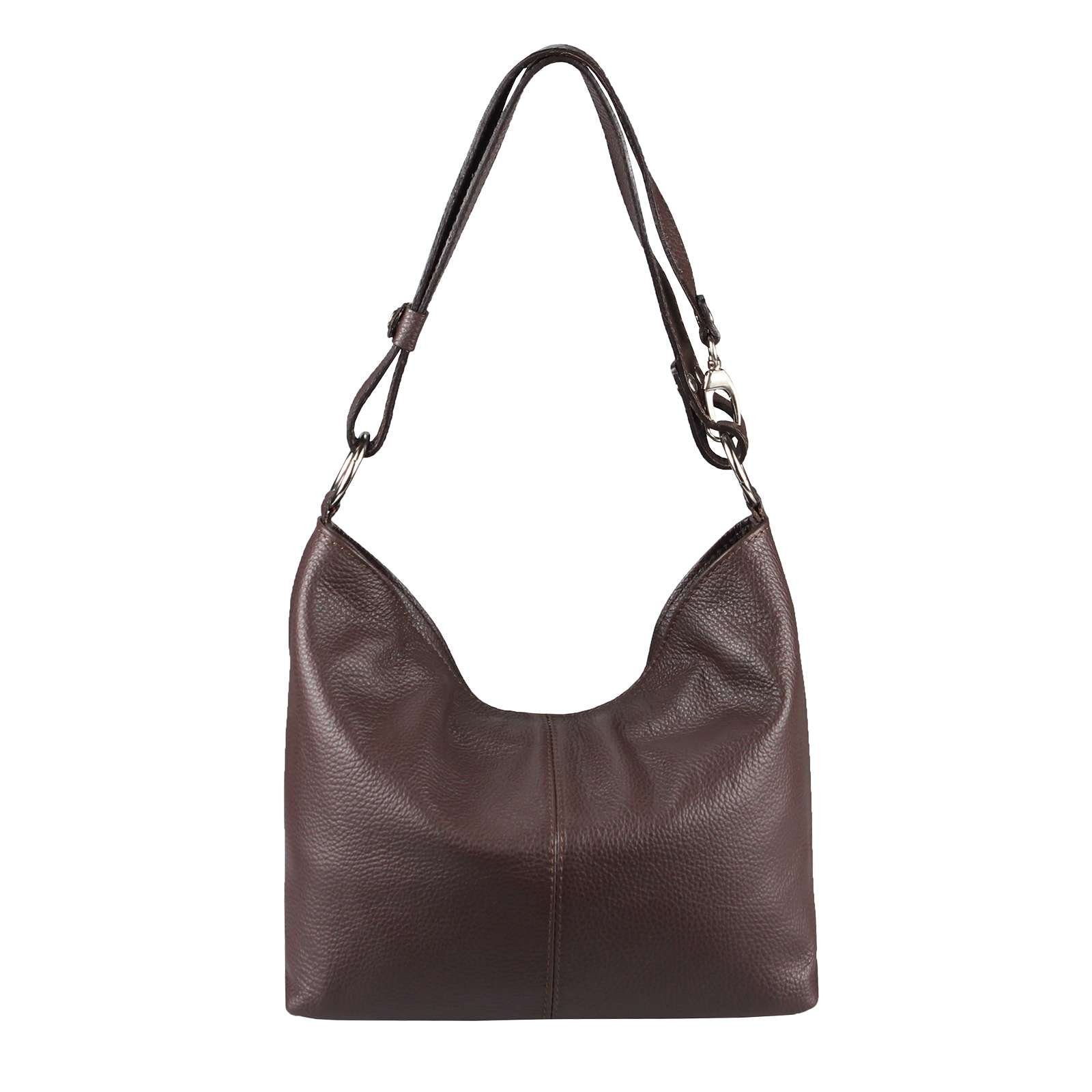ITALYSHOP24 Shopper Made in Italy Damen Leder Tasche Schultertasche, als Handtasche, Umhängetasche, CrossOver tragbar