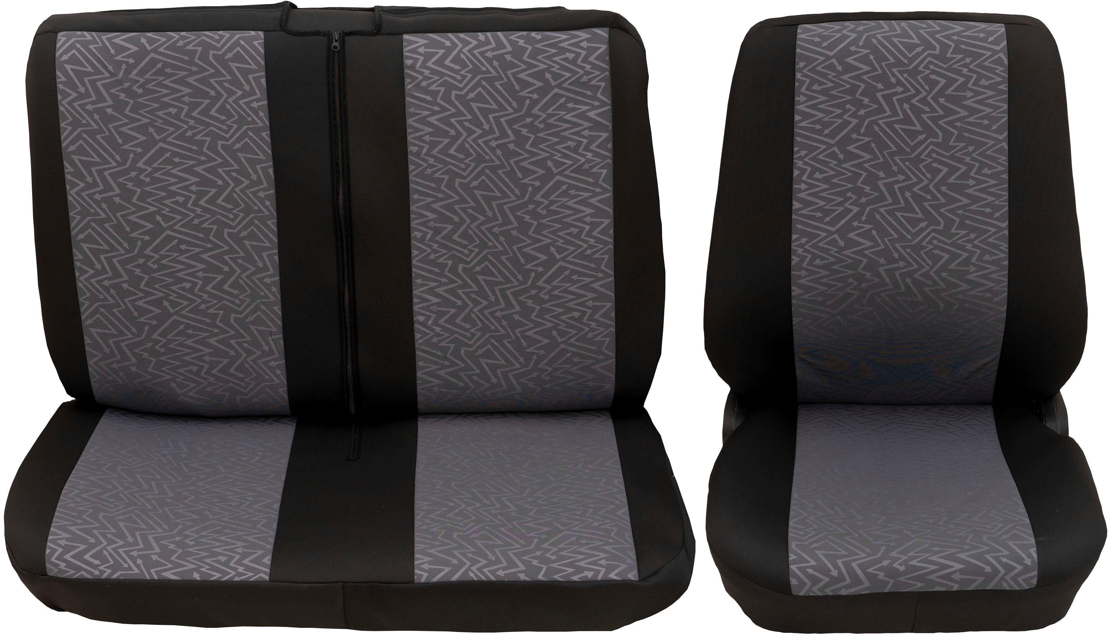 Petex Autositzbezug universelle Passform Sitzbezug 6" 2-tlg Doppelsitz, Transporter/ Einzelsitz für Kombi, "Profi und vorne, aus in grau, Bestehend für
