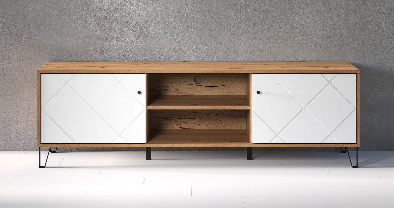 Lowboard Lowboard TV-Schrank Touch, Artisan Eiche / weiß