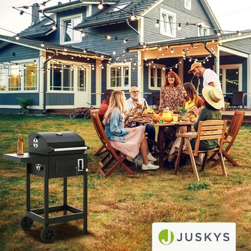 Juskys Holzkohlegrill Missouri, mit Deckel, Räder, verstellbarer Kohlewanne & Abdeckhaube